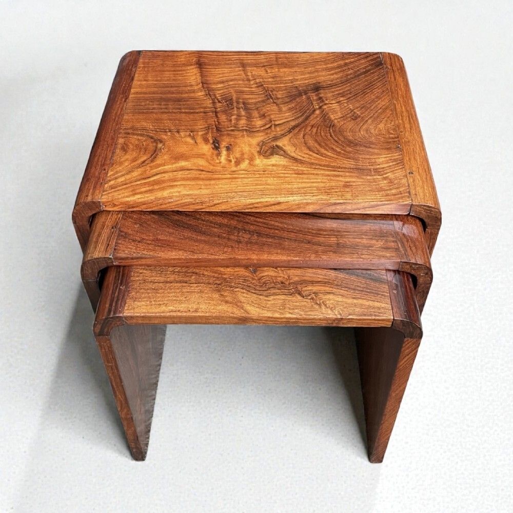 photo furniture Art Deco Nest Of Three Tables In Indian Rosewood
