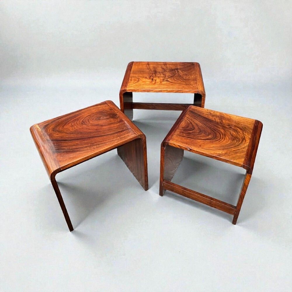 1795.0 Art Deco Nest Of Three Tables In Indian Rosewood photo