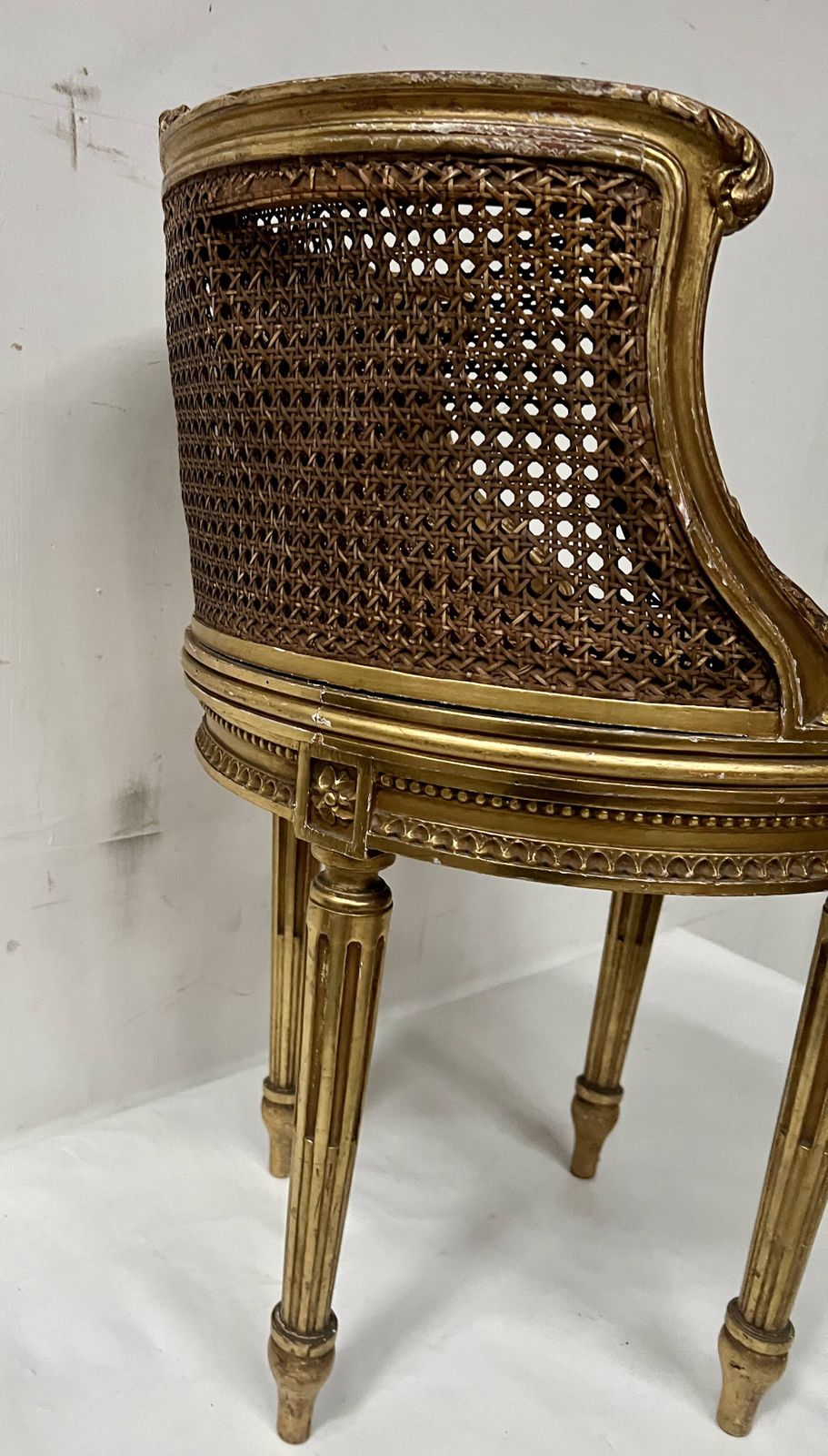 Louis XVI Style Armchair In Wood And Gilded Stucco, 20th Century. photo for sale