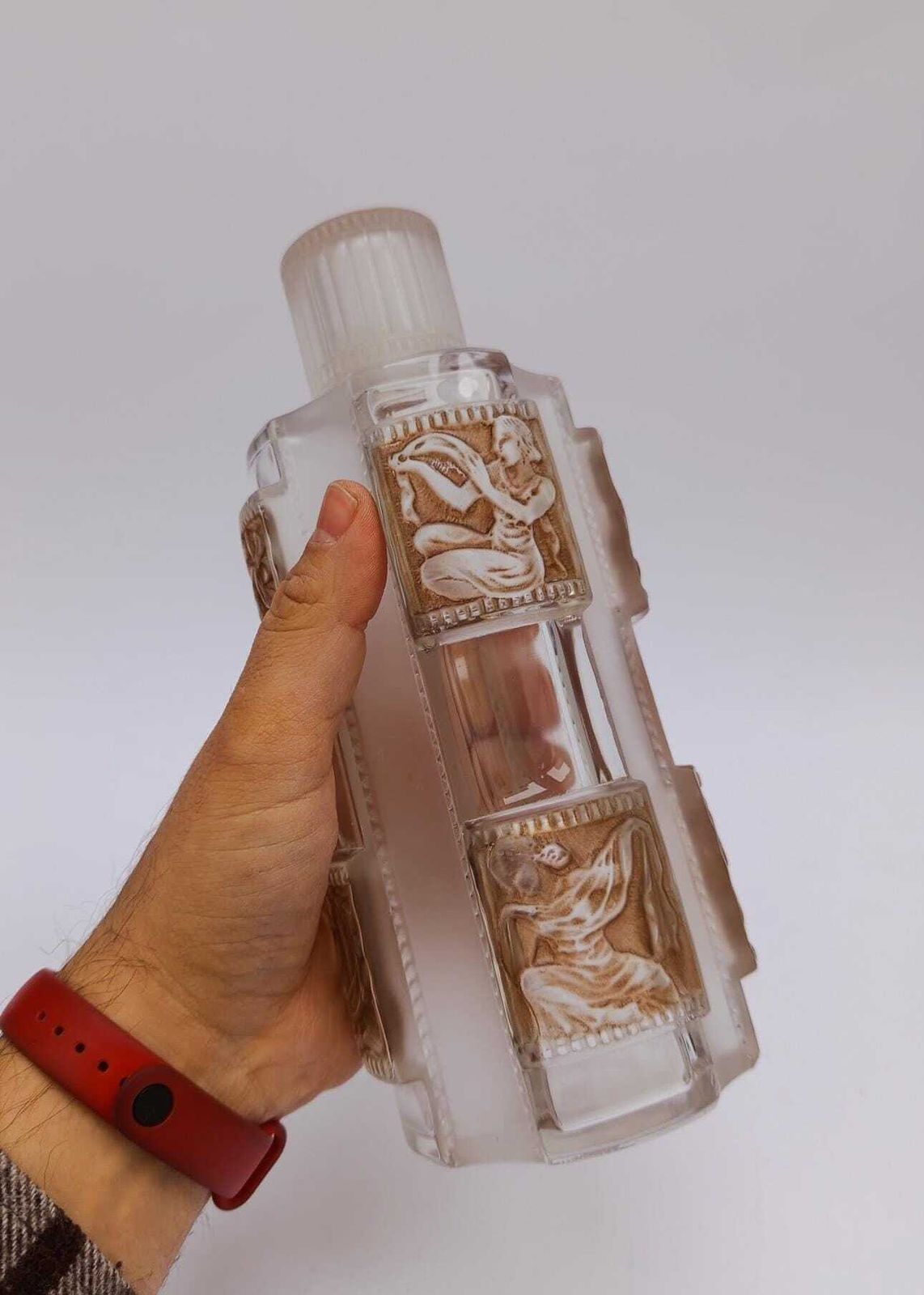 Helene Lalique Perfume Bottle, Vintage 1940s Glass Bottle, 633 Sepia Staining photo vinterior