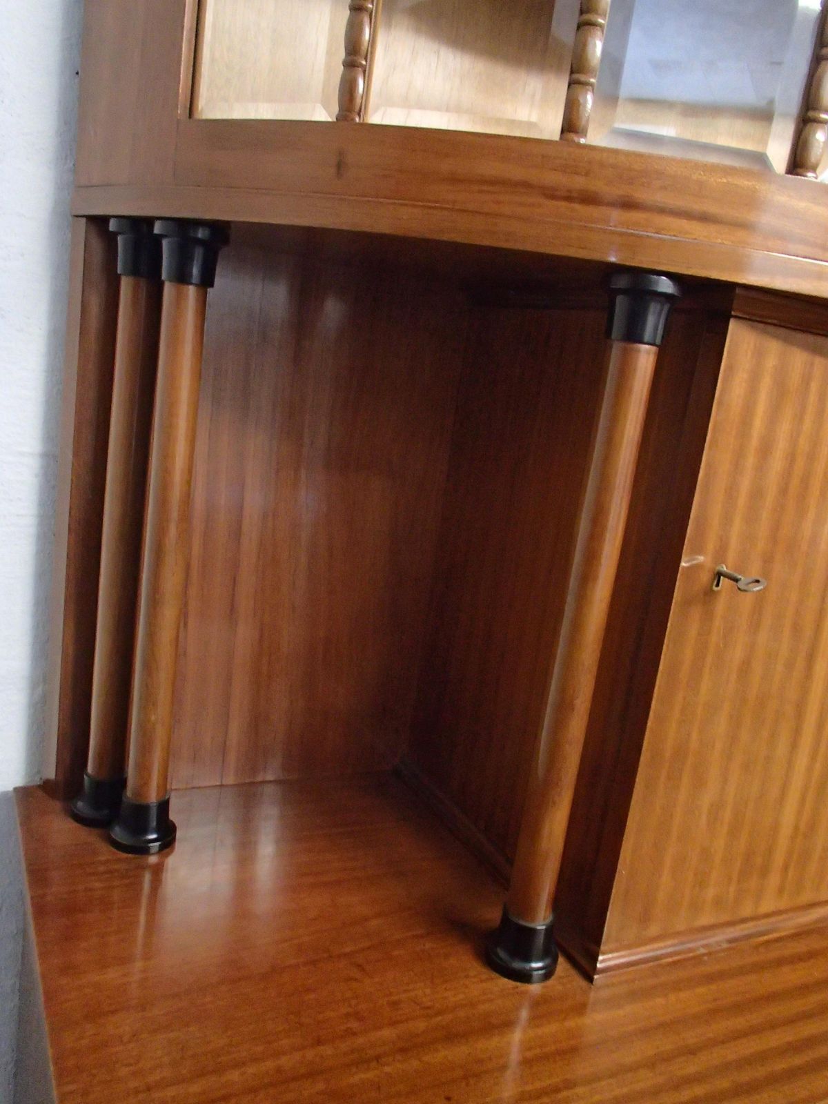photo furniture Exquisite Art Nouveau Credenza With Inlays And Surrounding Display Case
