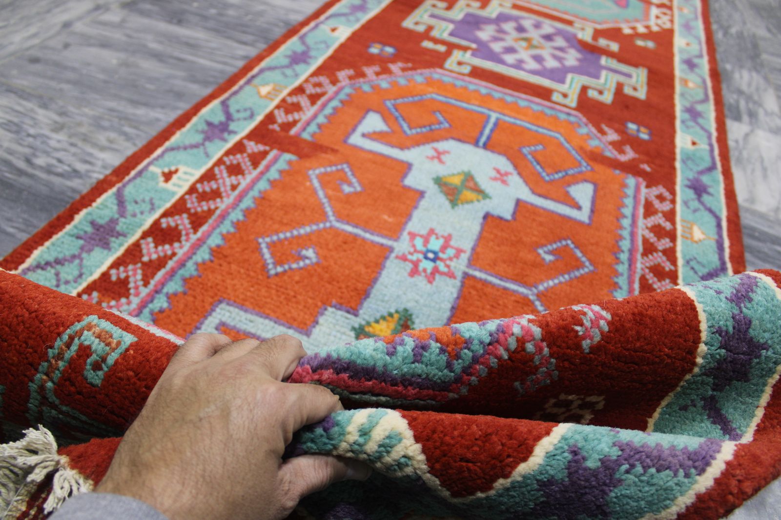 2x10 Turkish Handmade Geometric Tribal Runner Rug photo buy