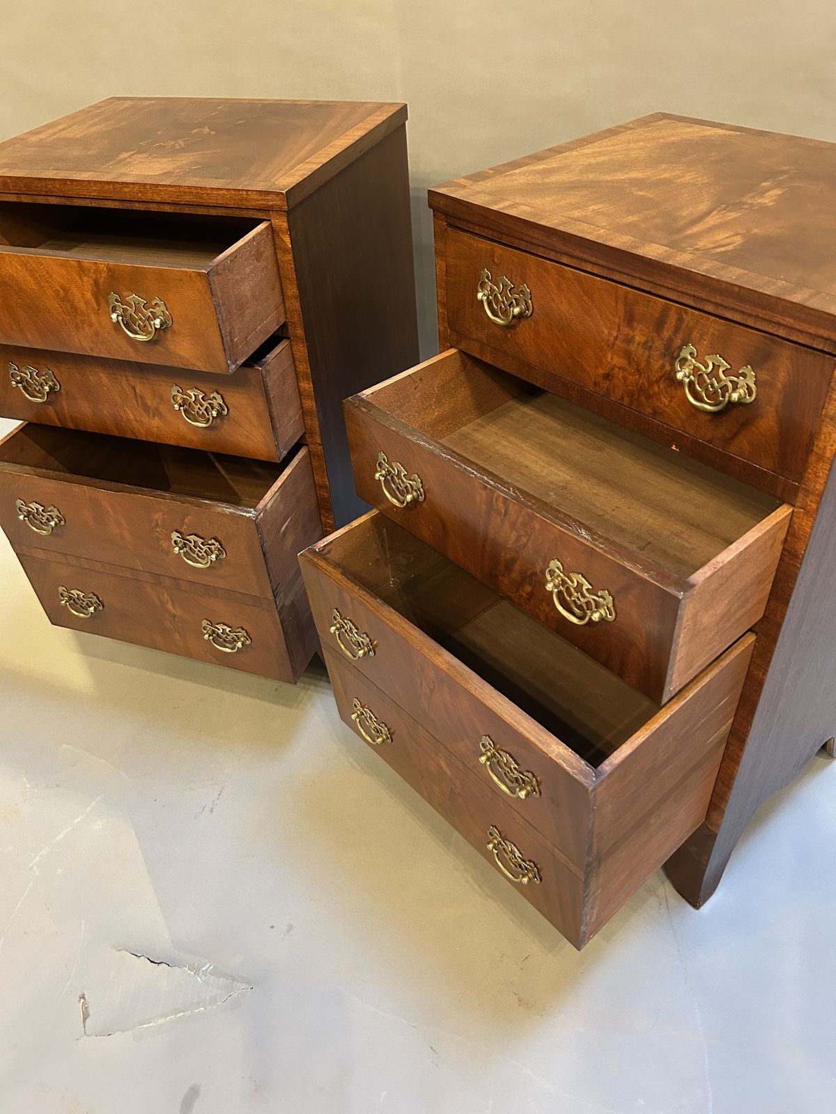 Pair Georgian Revival Bedside Chest Of Drawers photo for sale