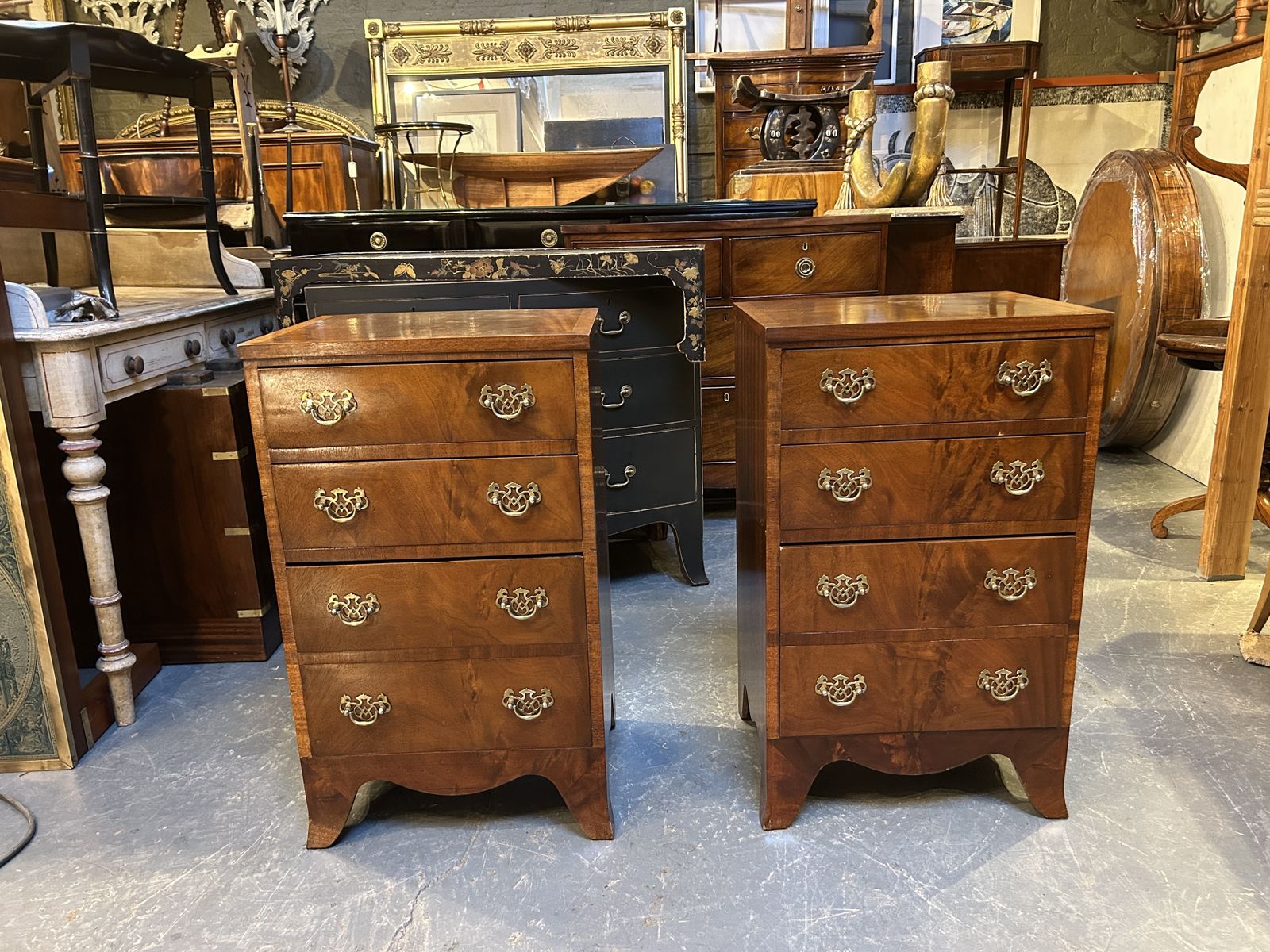 photo for sale Pair Georgian Revival Bedside Chest Of Drawers