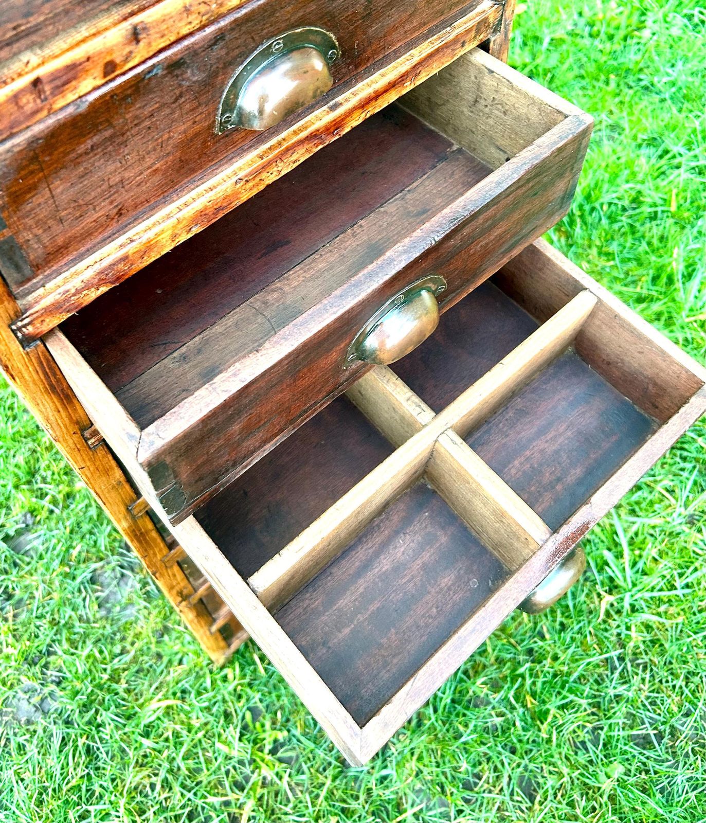 Pine Nine Drawer Cabinet Industrial Antique Vintage Haberdashery Storage Desk Office Chest Of Bedside photo 270.0