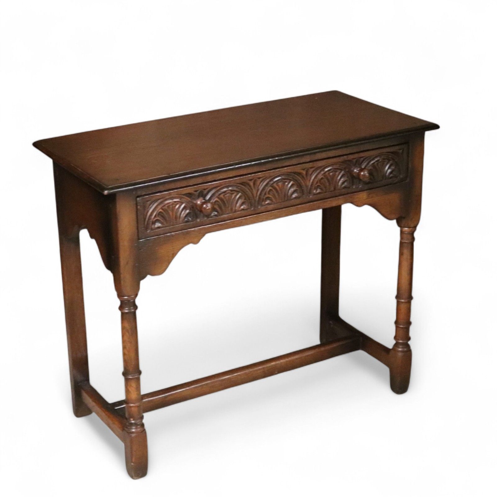 Early 20th Century Carved Oak Hall Table Bobbin Turned Tudor Style Antique Table photo buy