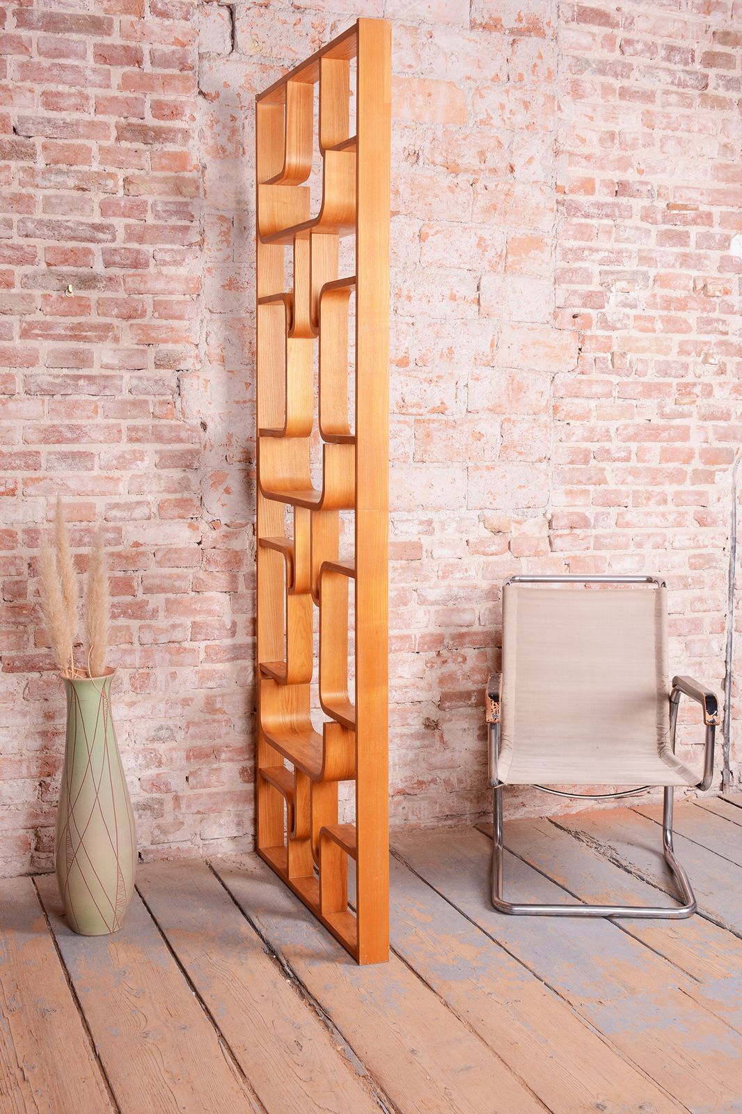 Restored Midcentury Room Divider, By L. Volak, Drevopodnik Holesov, Czech, 1960s photo vintage