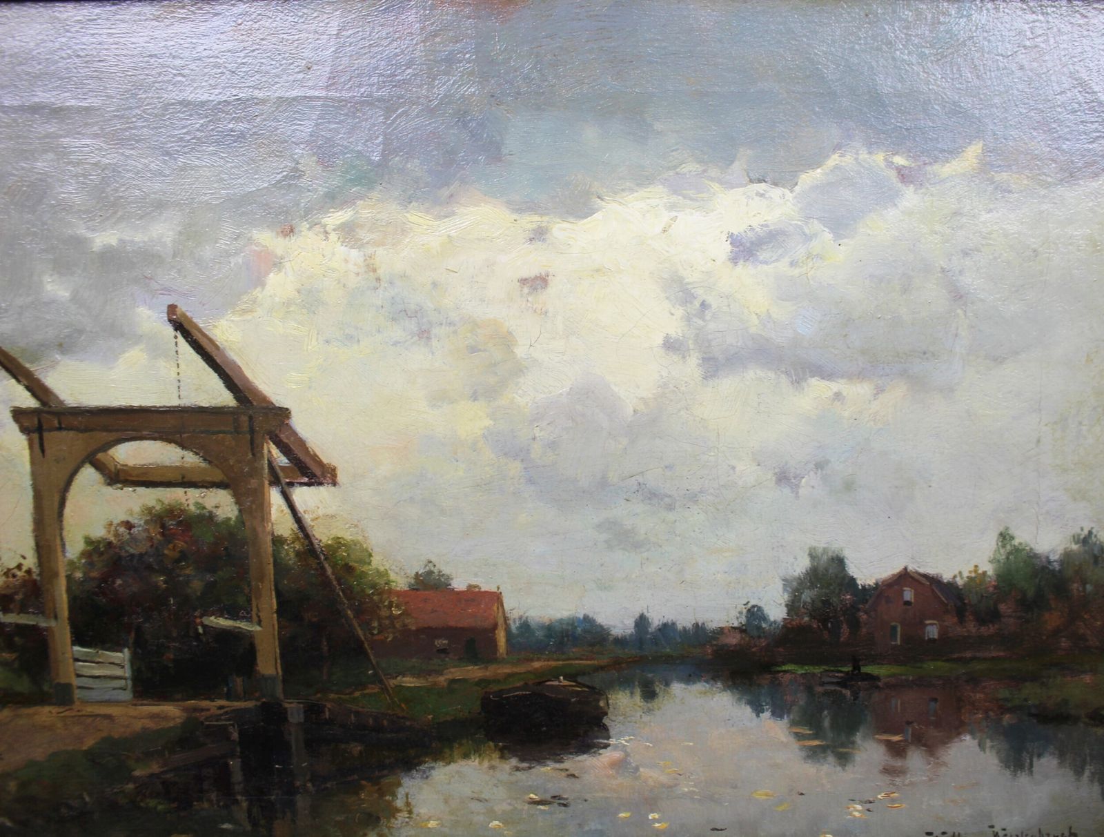 Willem Johannes Weissenbruch (Dutch, 1864–1941) – Dutch Canal Scene With Drawbridge photo vinterior