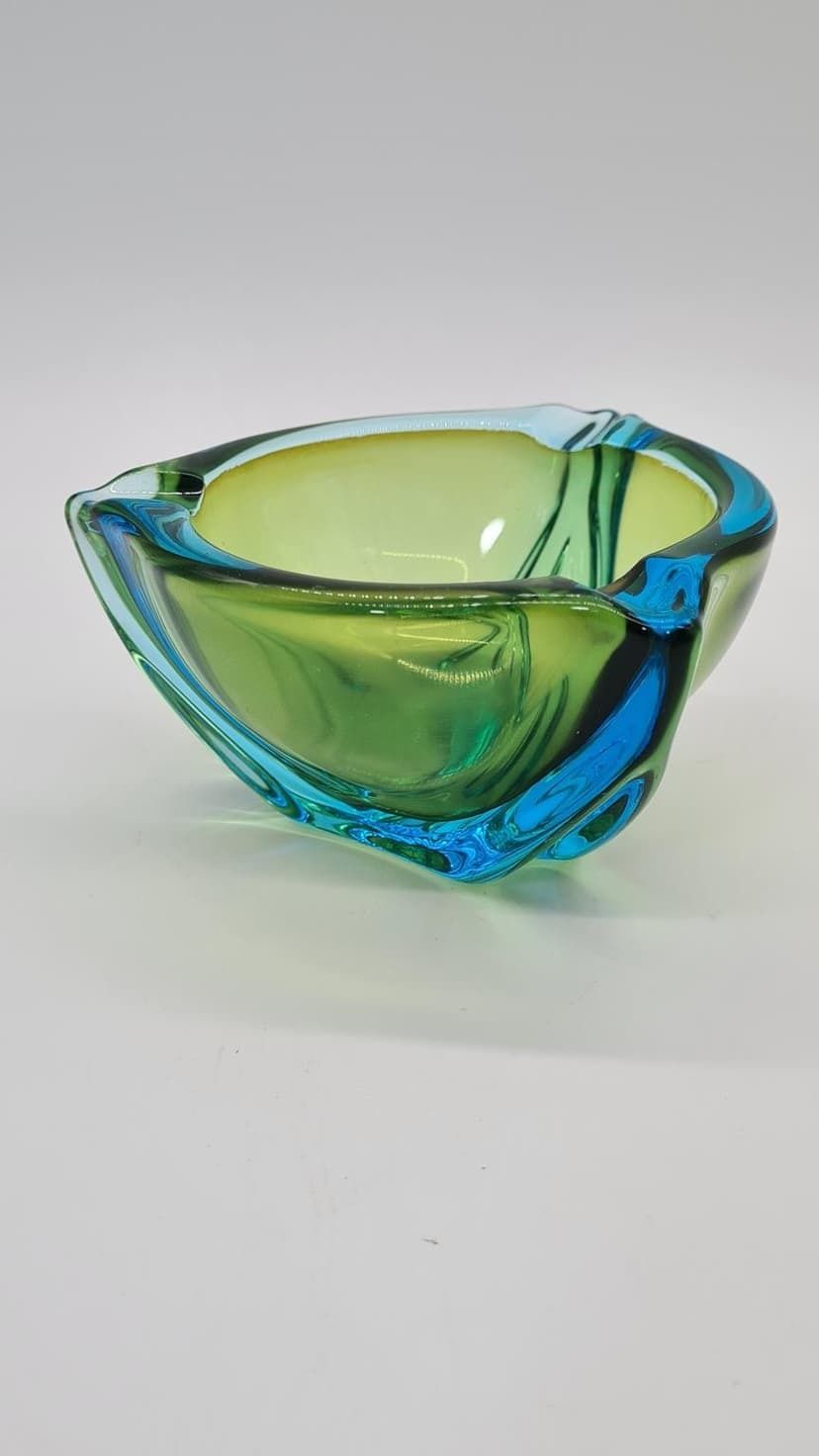 Murano Ashtray, Green Blue, Glass, Italy, 1970s. photo furniture