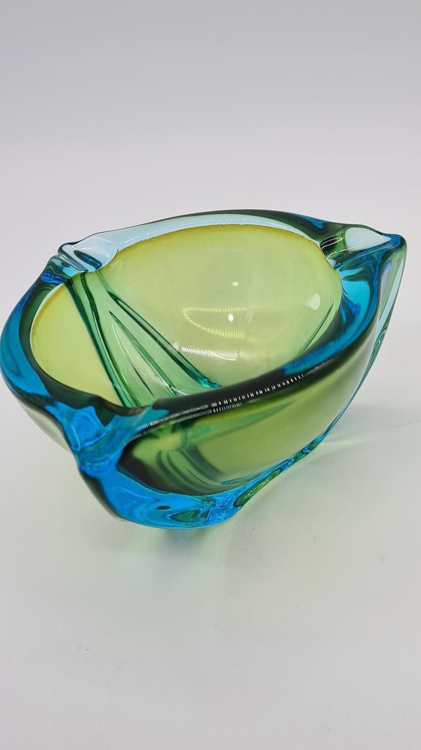 Murano Ashtray, Green Blue, Glass, Italy, 1970s. photo vinterior