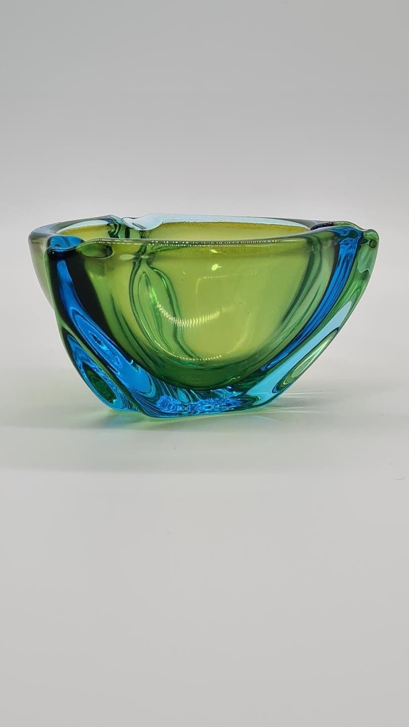 photo for sale Murano Ashtray, Green Blue, Glass, Italy, 1970s.