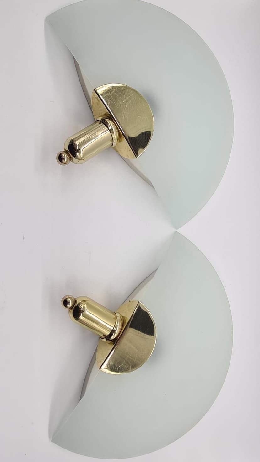 Pair Of Kewa Wall Lamps, Matt White Glass, Brass, Poland, 1960s. photo furniture