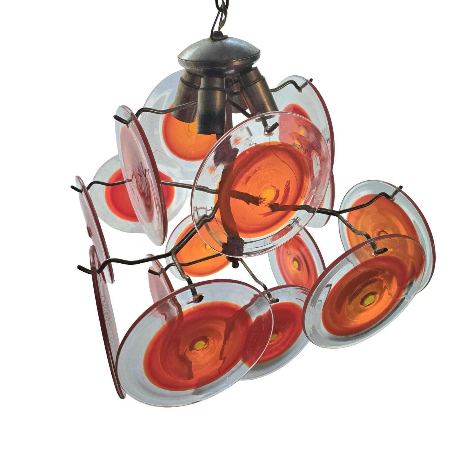 photo furniture Vintage Mid Century Modern Murano Glass Chandelier Designed By Gino Vistosi In The 1960s.