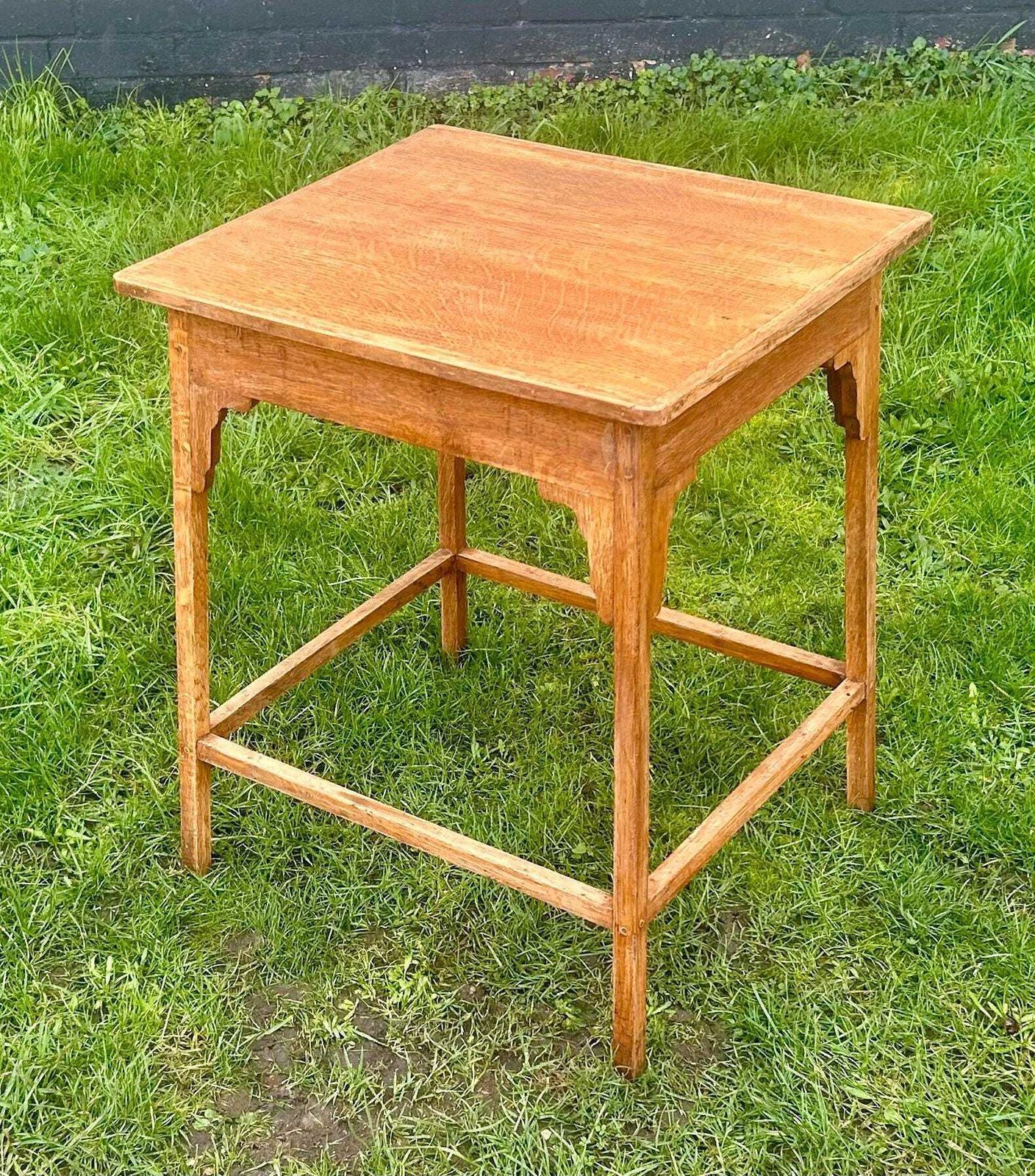 Edwardian Oak Antique Side Table Vintage Wooden Arts And Crafts Hall Desk Industrial Occasional Coffee Wine photo for sale