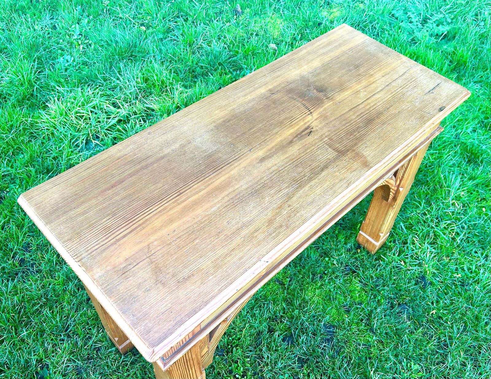 Gothic Pitch Pine Dining Table Vintage Kitchen Country Industrial Wooden Old Wooden Side Antique Refectory Island Console Coffee Occasional photo vinterior