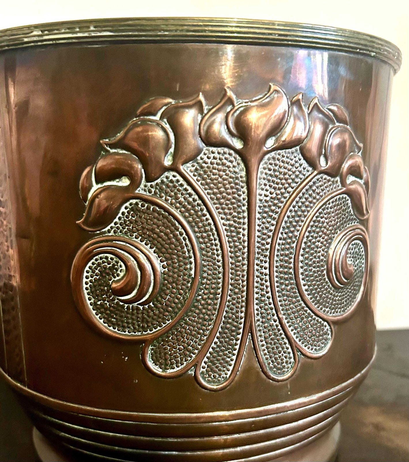 Beldray Arts And Crafts Antique Jardinière Planter Pot Plant Copper Box Industrial Antique Vintage Victorian Stand Holder photo Garden Decor