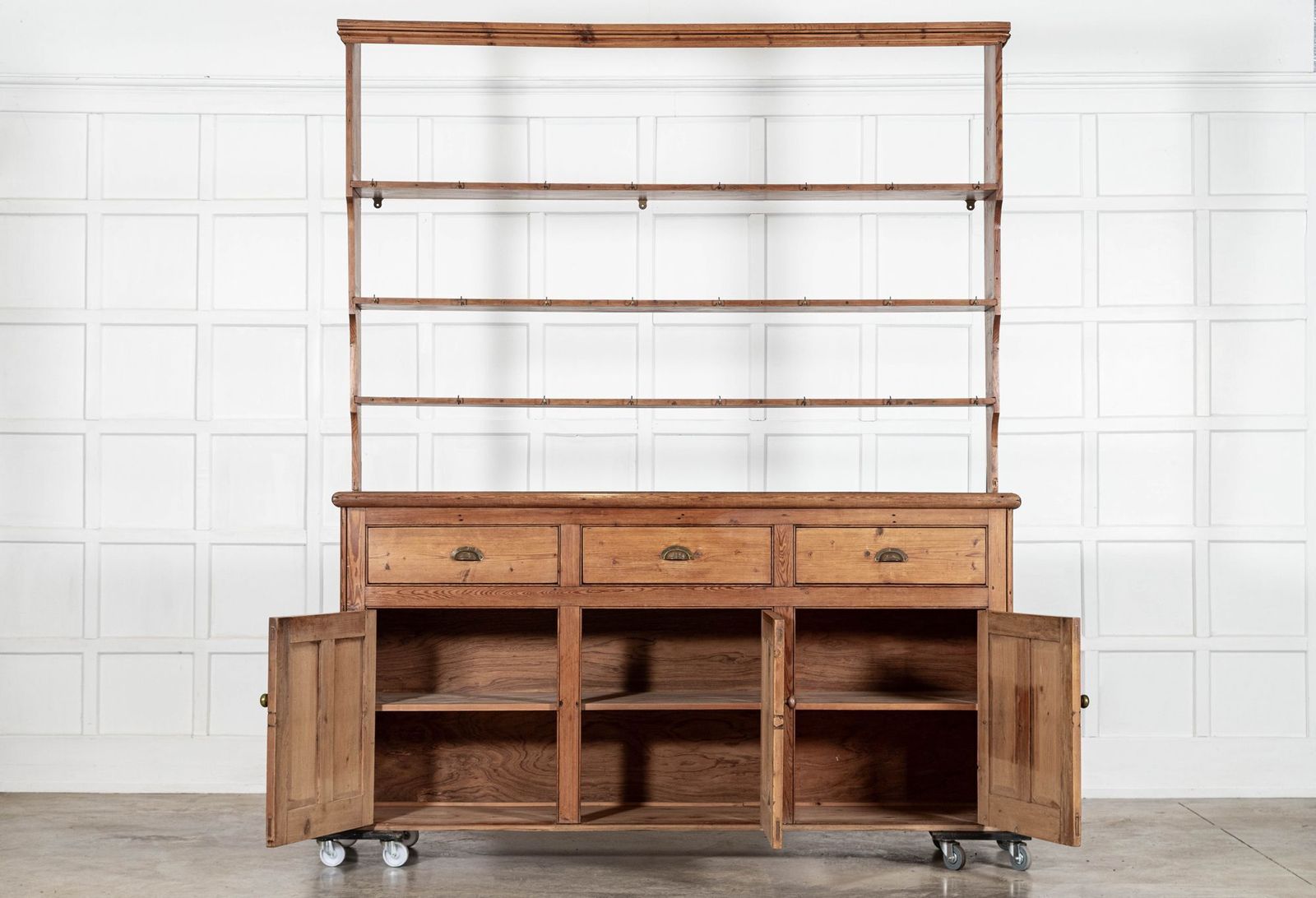 Large 19thc English Pine Waterfall Dresser photo furniture