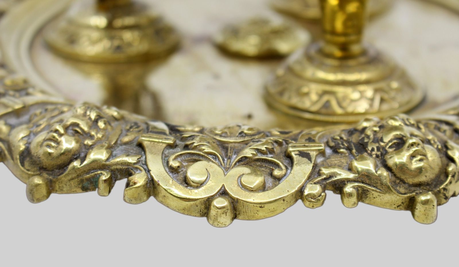 Home Decor 19th C. English Brass Inkwell & Writing Desk Set C.1880 photo