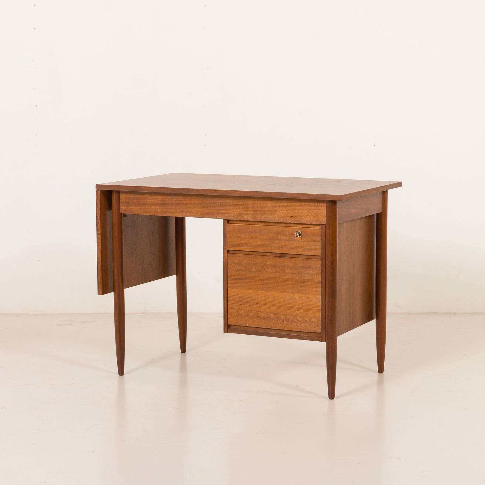 Scandinavian Mid Century Teak Desk With Extension By Austvoll Møbelfabrikk, Norway 1960s photo for sale