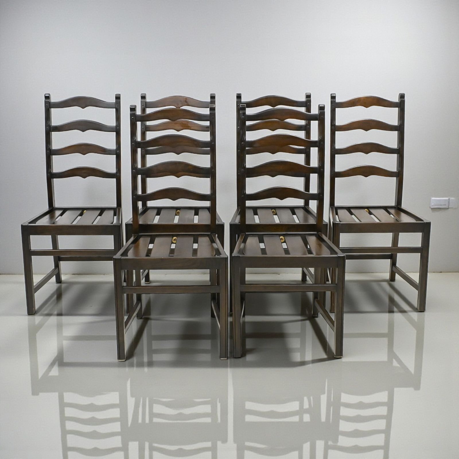 Set Of 6 1970s Ercol Ladderback Dining Chairs Dark Finish Free Uk Delivery*
