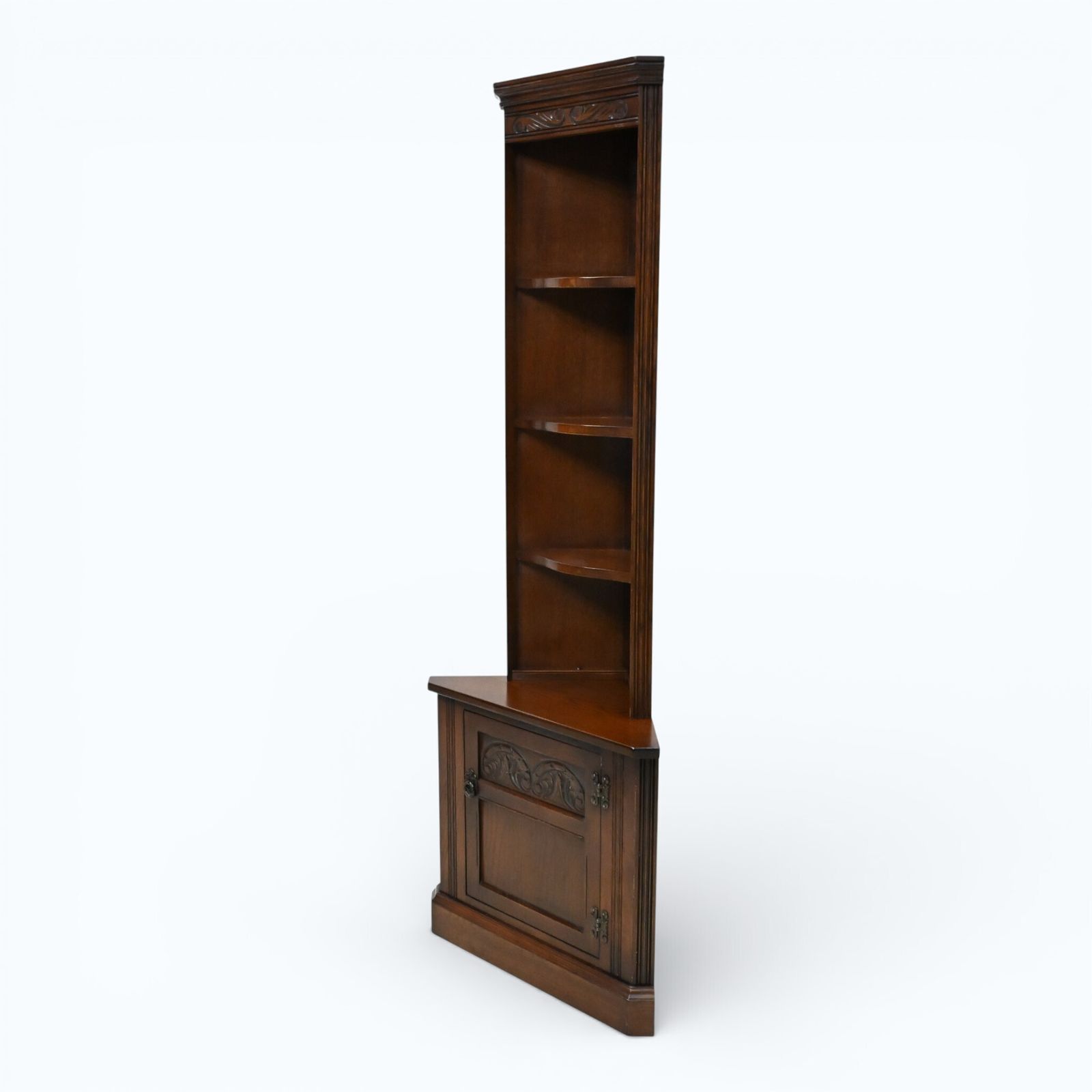 Old Charm Corner Unit With Cupboard And Shelves Carvings Tb Free Uk* Delivery photo furniture
