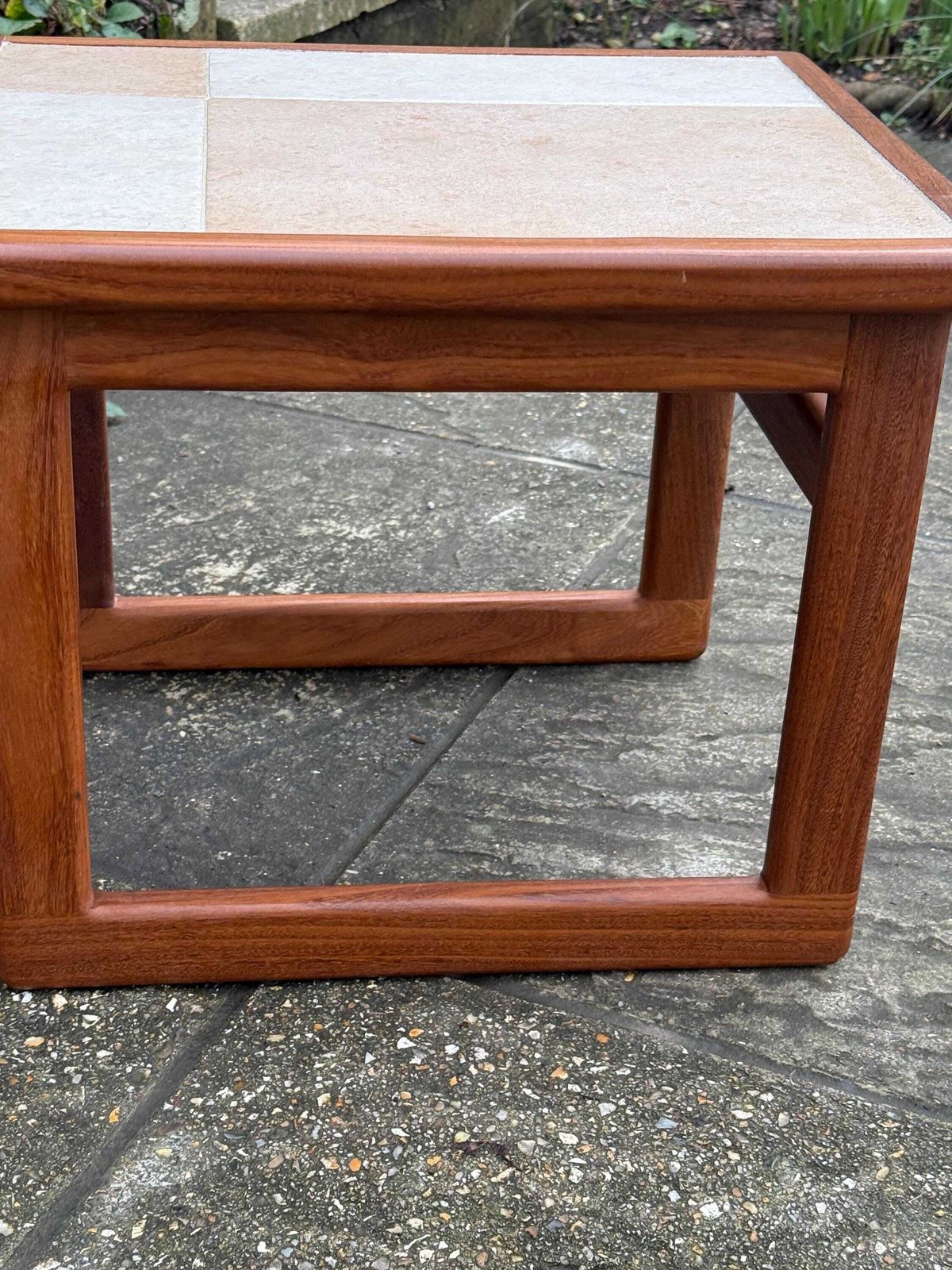 photo for sale Mid Century Teak Tile Top, G Plan Style Side Table, Plant Stand Scandinavian Style Vintage Occasional Table