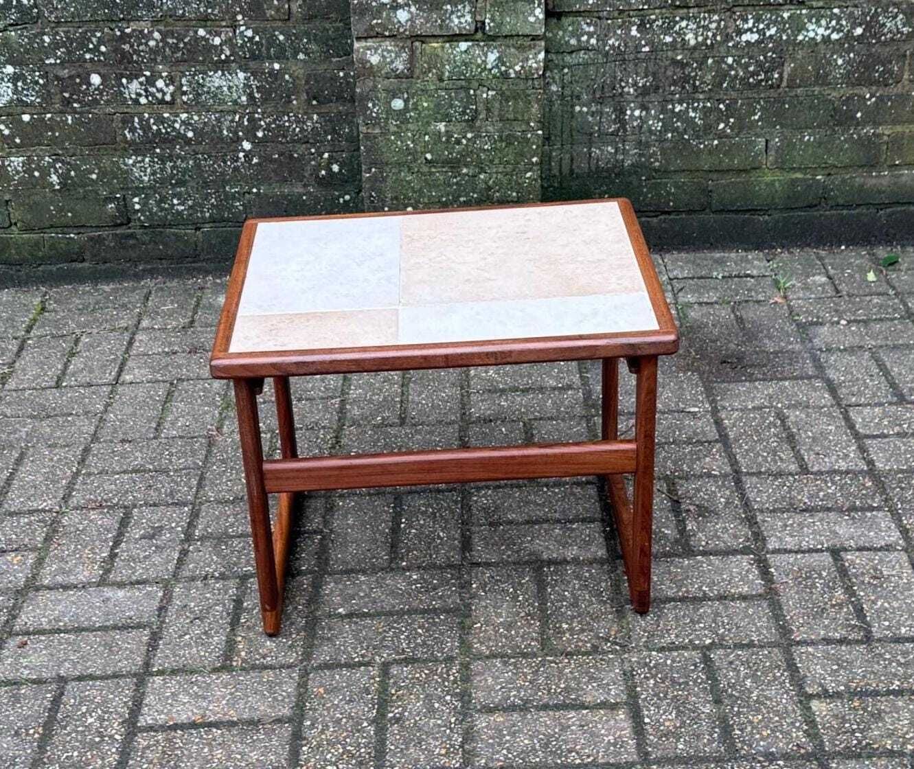Mid Century Teak Tile Top, G Plan Style Side Table, Scandinavian Style Vintage Occasional Table