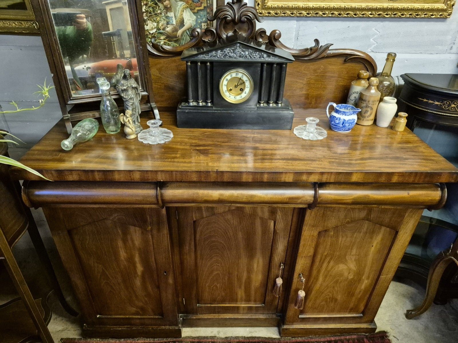 A Wonderful Boho Early Victorian Flame Mahogany Chiffonier Buffet Sideboard photo Furniture