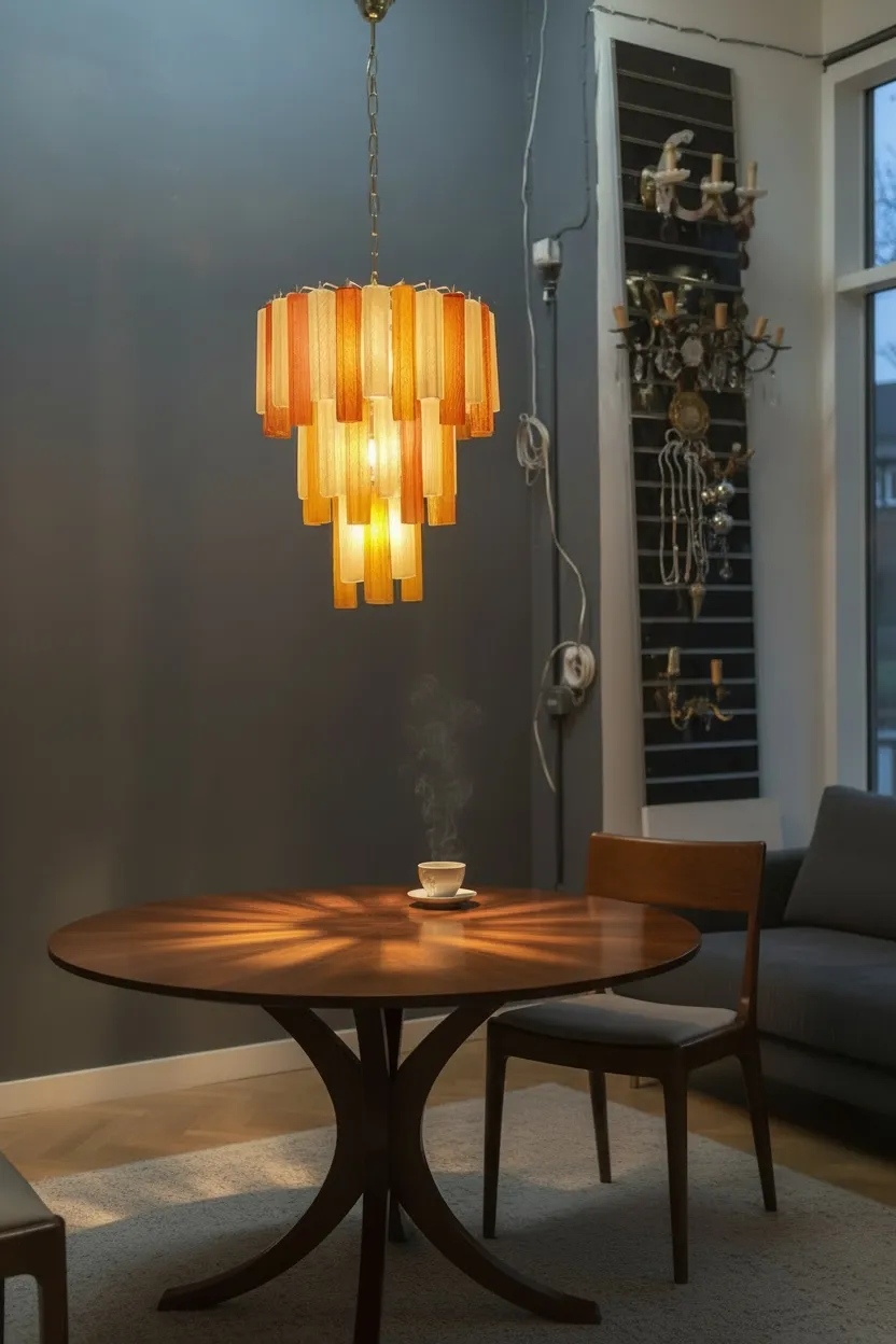 Large Multicolored Murano Glass Tube Chandelier, 1980s photo for sale