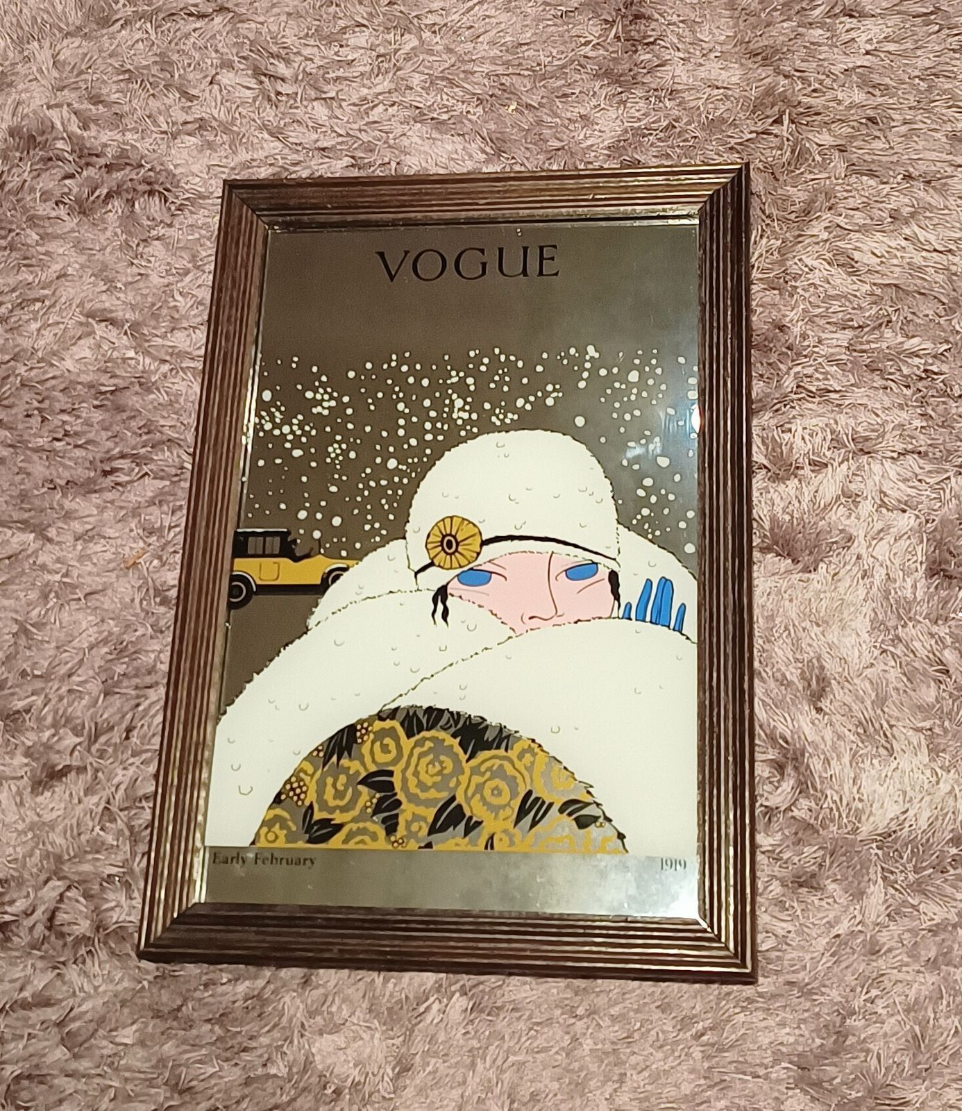 1970 Vogue Picture Mirror Lady In Snow February 1919. photo for sale