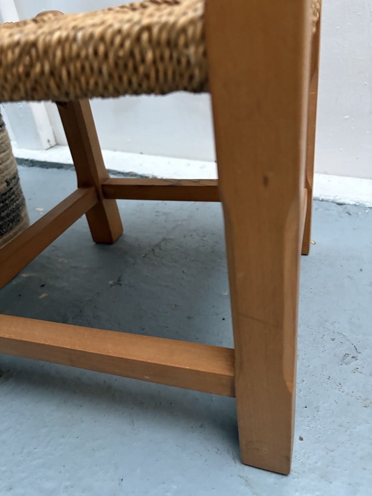 Vintage French Woven Jupe Rope Sea Grass Square Shaped Foot Stool Plinth Table photo 60.0