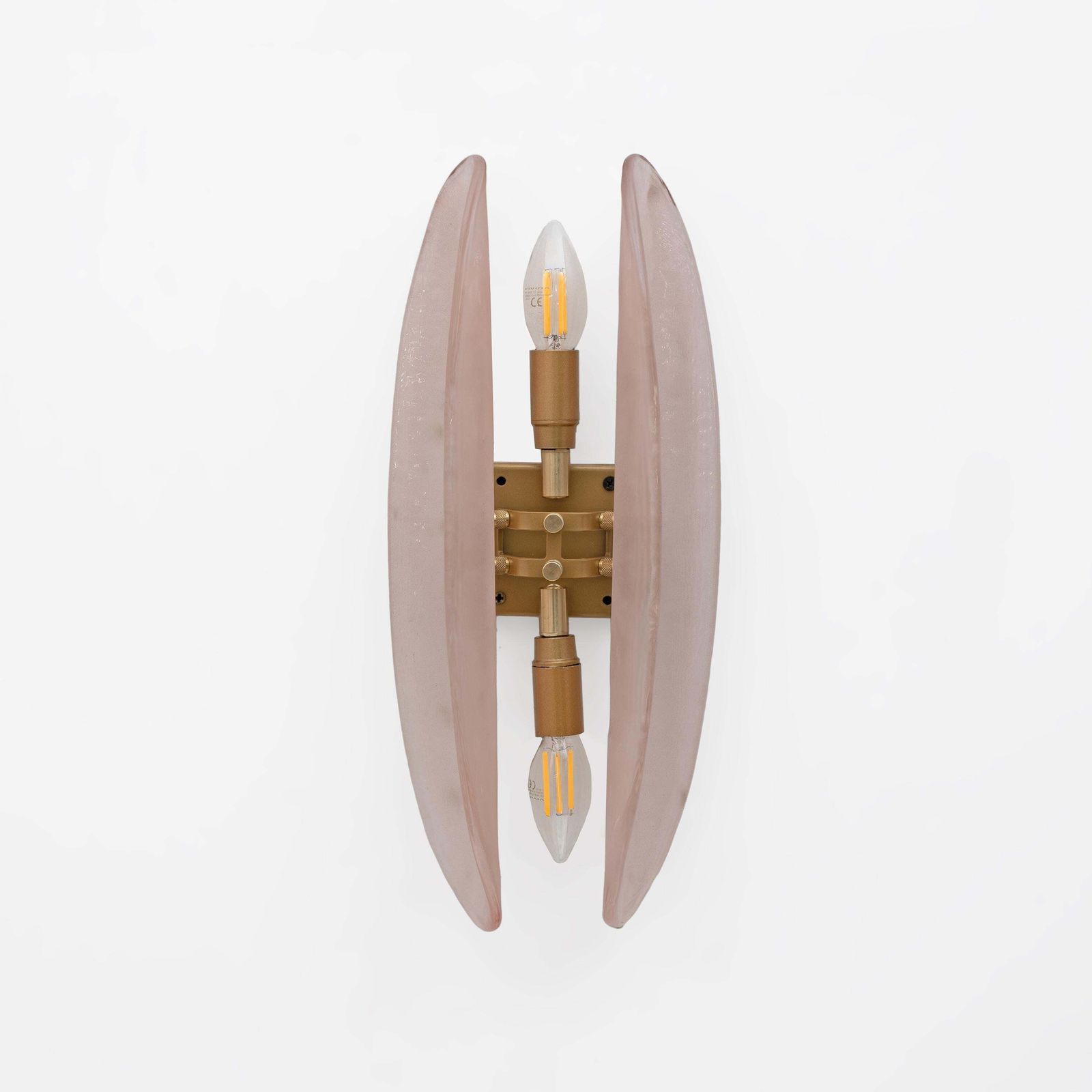 Pair Of Fontana Arte Style Mid Century Modern Pink Murano Glass Sconces photo vintage