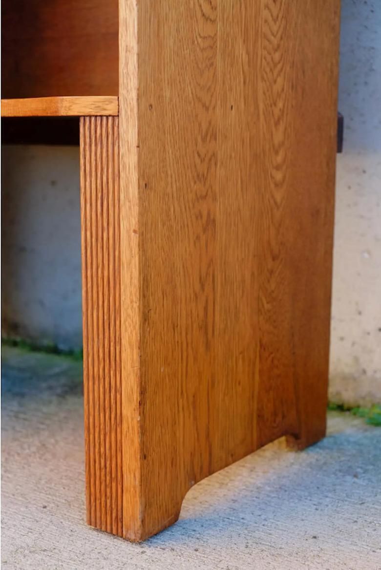 Furniture Compact English Arts & Crafts 1920s Oak Dressing Table / Vanity photo