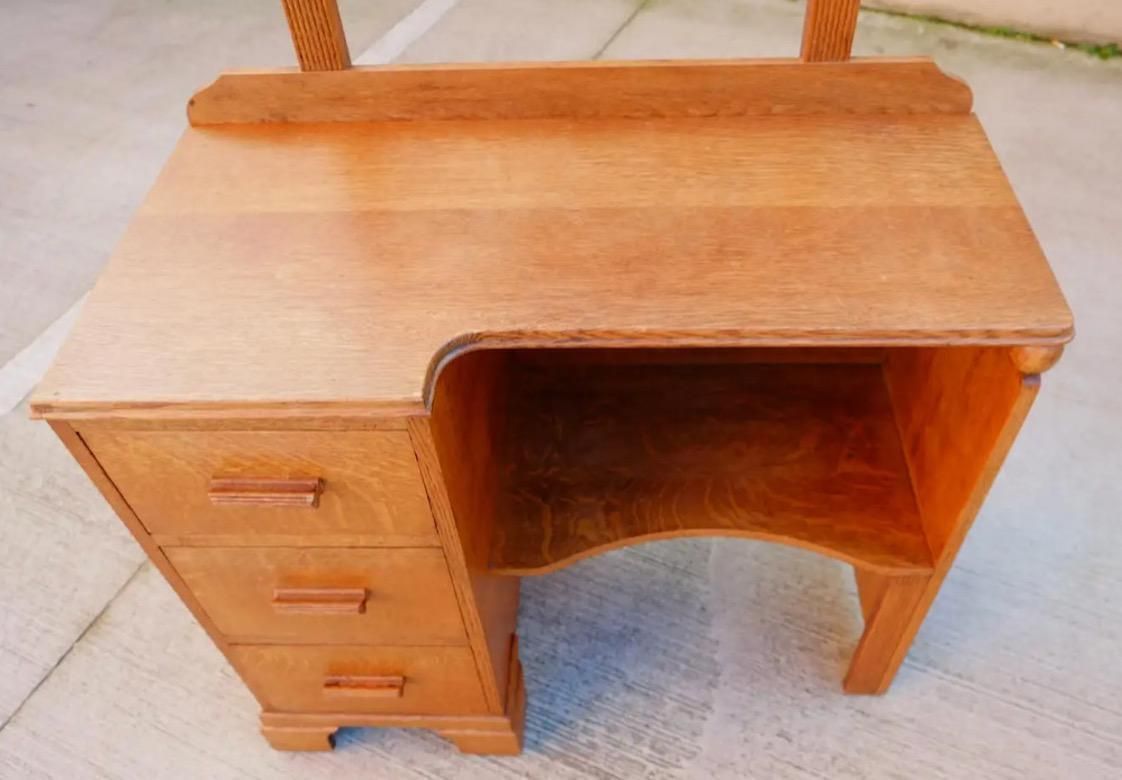 photo buy Compact English Arts & Crafts 1920s Oak Dressing Table / Vanity