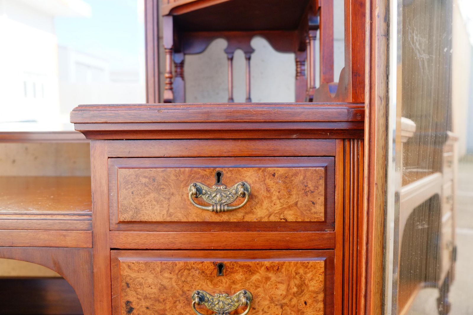 Exceptional Large Gothic English Victorian Burr Walnut Dressing Table Vanity photo 2030.0