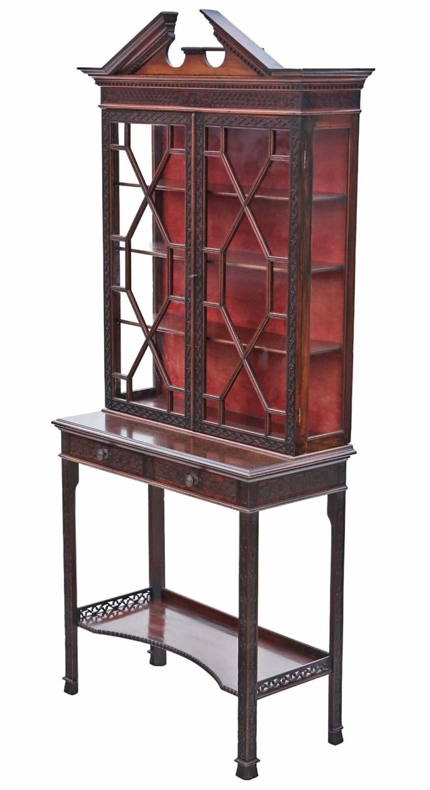 Antique 19th Century Mahogany Pier Display Cabinet By Edwards & Roberts – Fine Quality photo Furniture