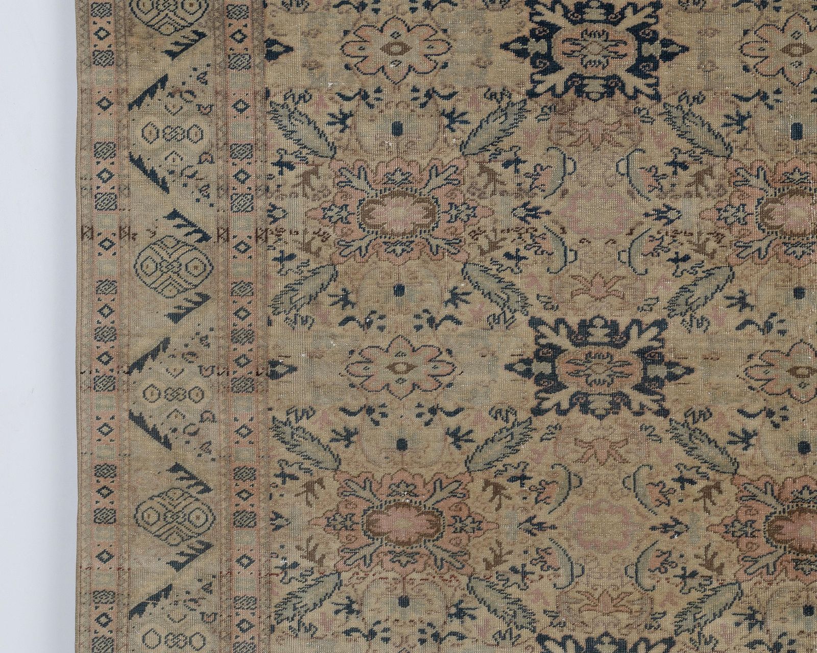 Neutral Vintage Turkish Rug, 6.4 X 9.4 Ft, Kayseri Handmade Wool photo 918.0