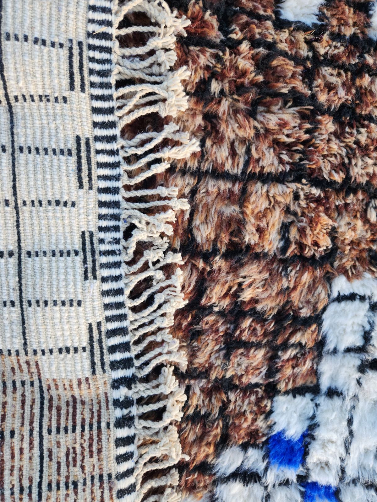 photo vinterior Abstract Moroccan Beni Ourain Rug   300x200cm   Blue, Brown & Orange Wool