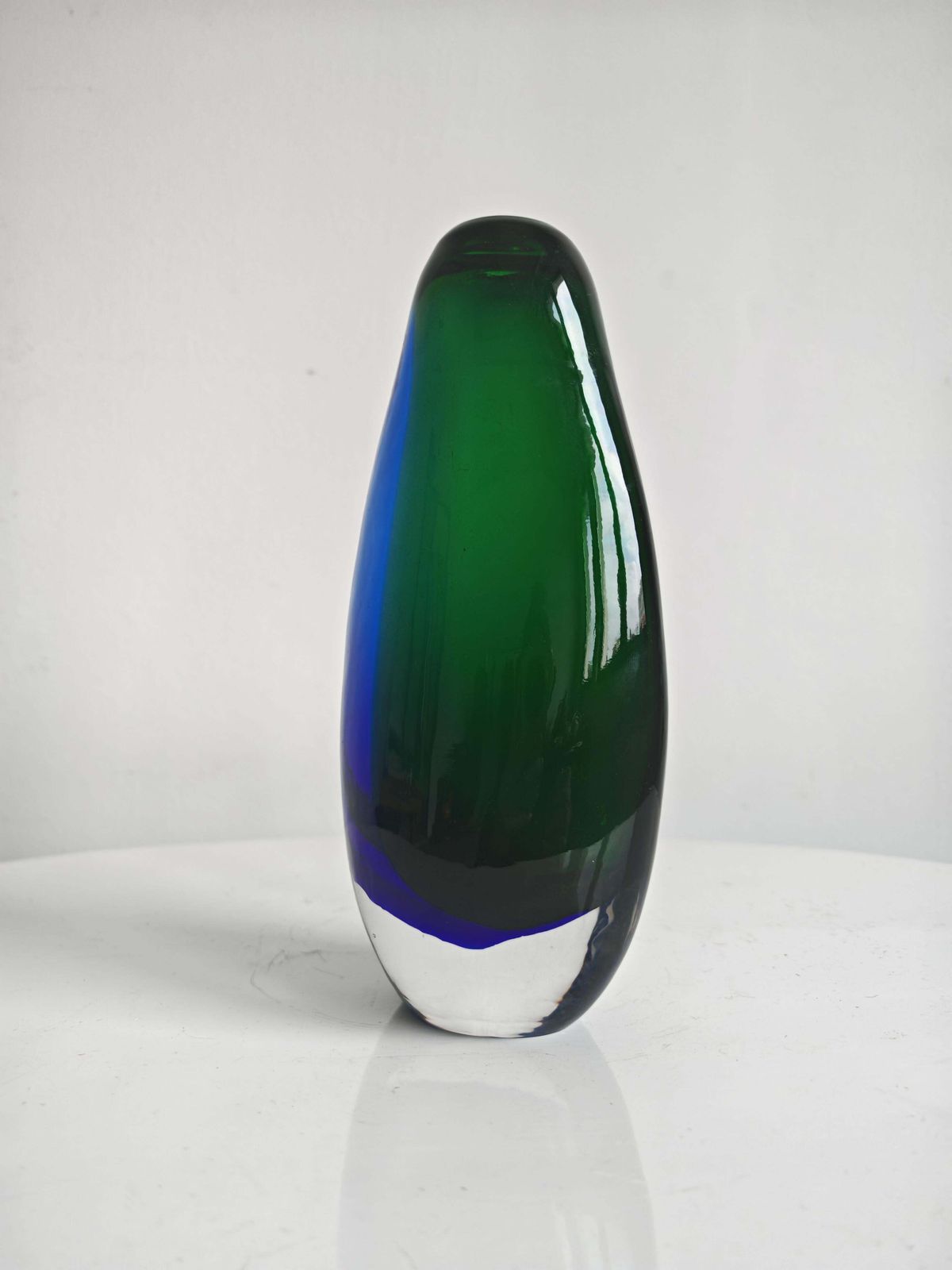 Mid Century Modern Cobalt Blue And Green Murano Glass Vase By Sommerso, 1970s photo 800.0