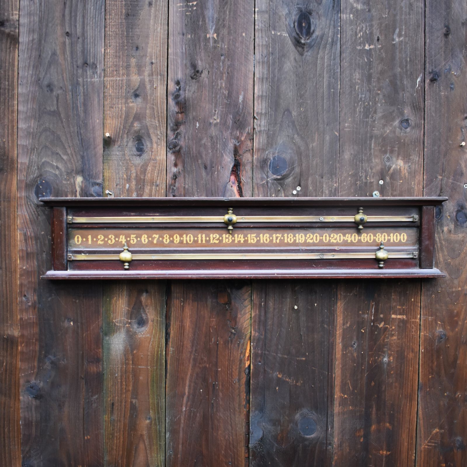 Antique Mahogany Glass Backed Brass Markers Wall Mounted Snooker Scoreboard photo furniture