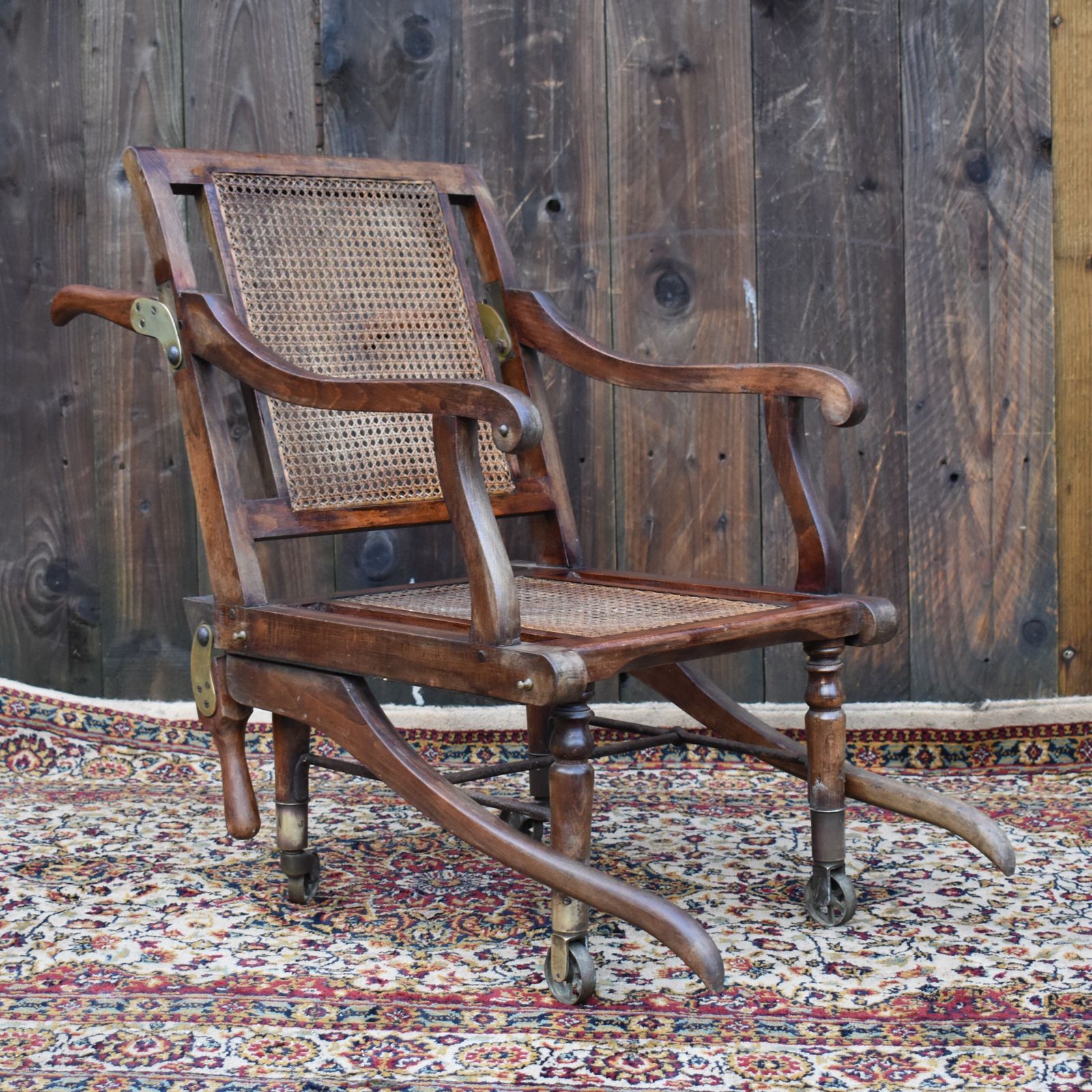 Antique Victorian Walnut Carters Style Invaild Carry Campaign Bergère Cane Chair photo 595.0