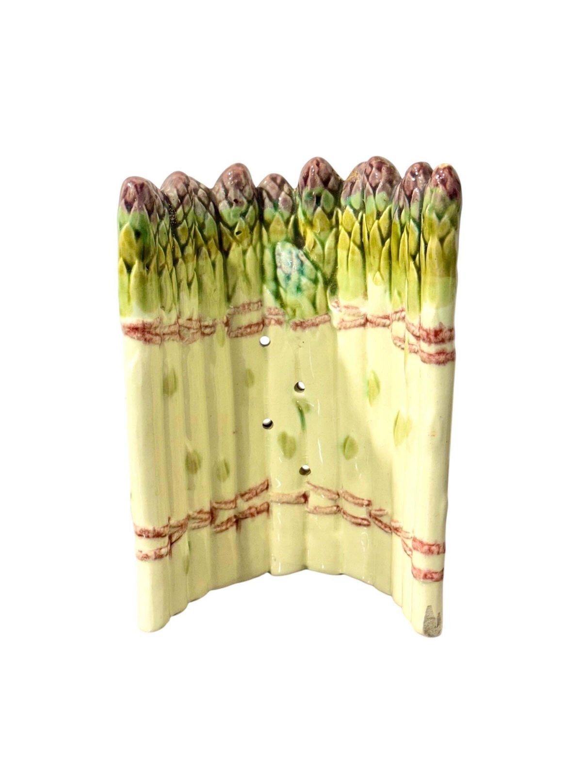 Longchamp Majolica Asparagus Server With Drip Plate, Late 19th Century photo for sale