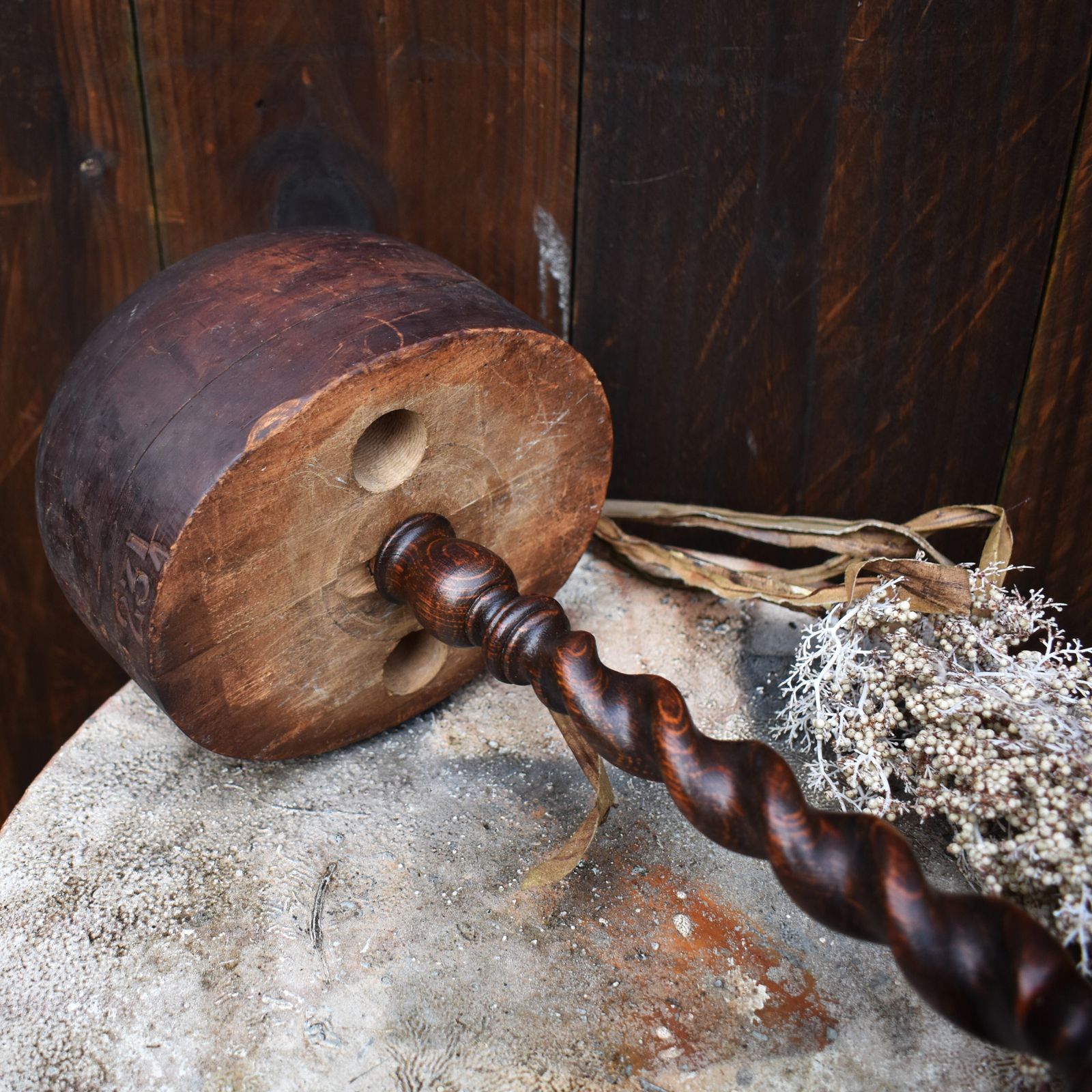 Antique Milliners Hat Mould Block Haberdashery Barley Twist Wig Stand photo buy