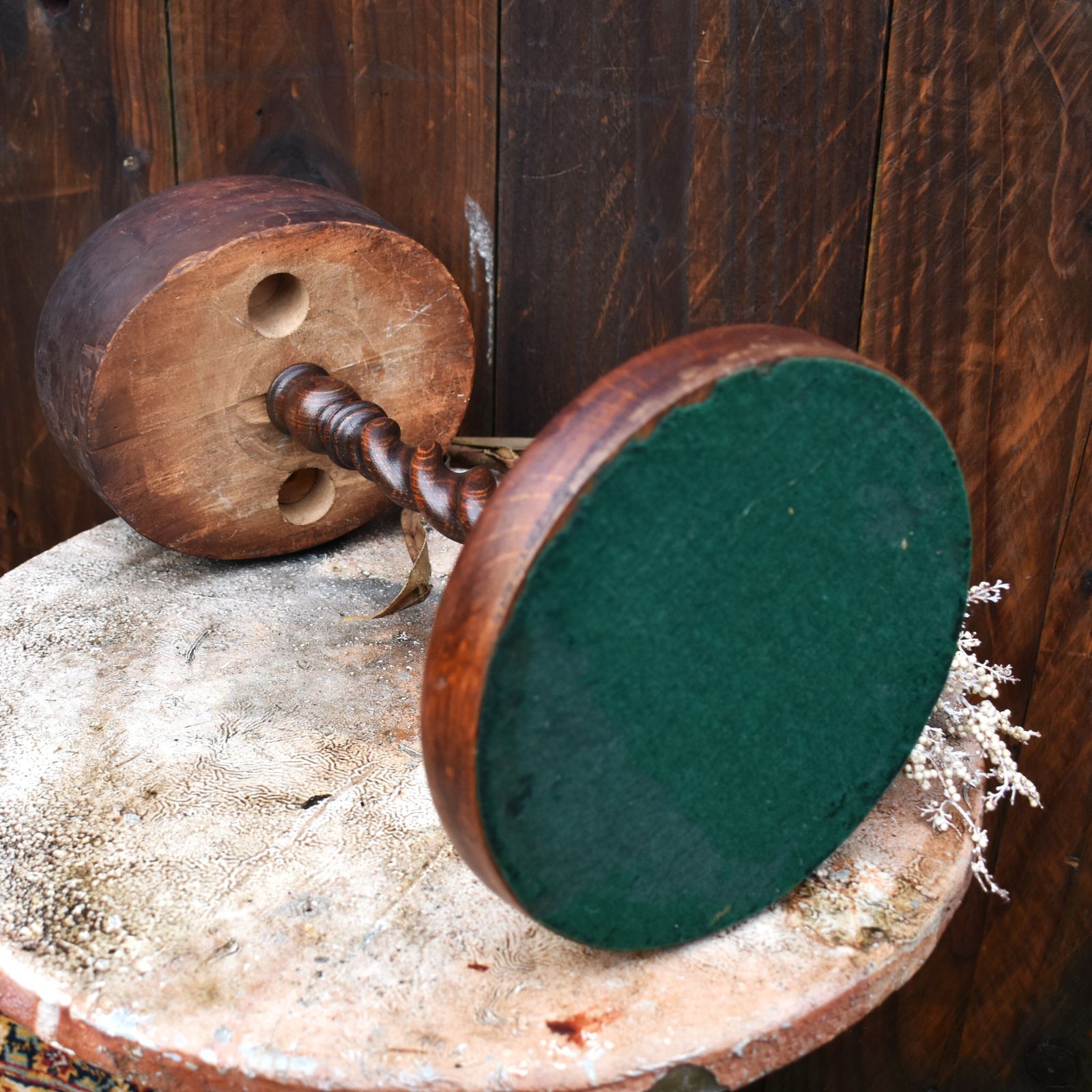 photo for sale Antique Milliners Hat Mould Block Haberdashery Barley Twist Wig Stand