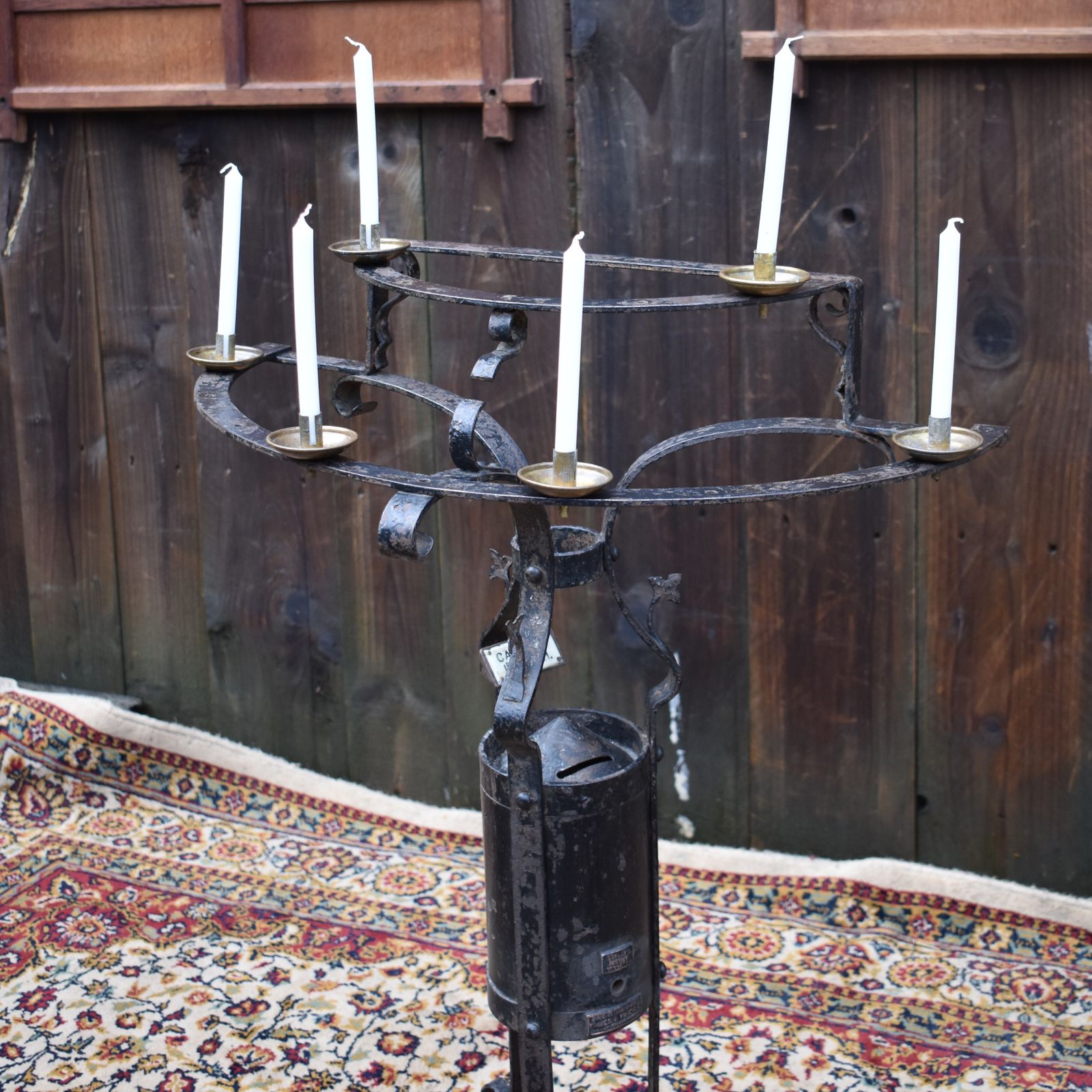 Home Decor Antique Rare Hayes & Finch Wrought Iron Church Chapel Candlestick Votive Stand photo