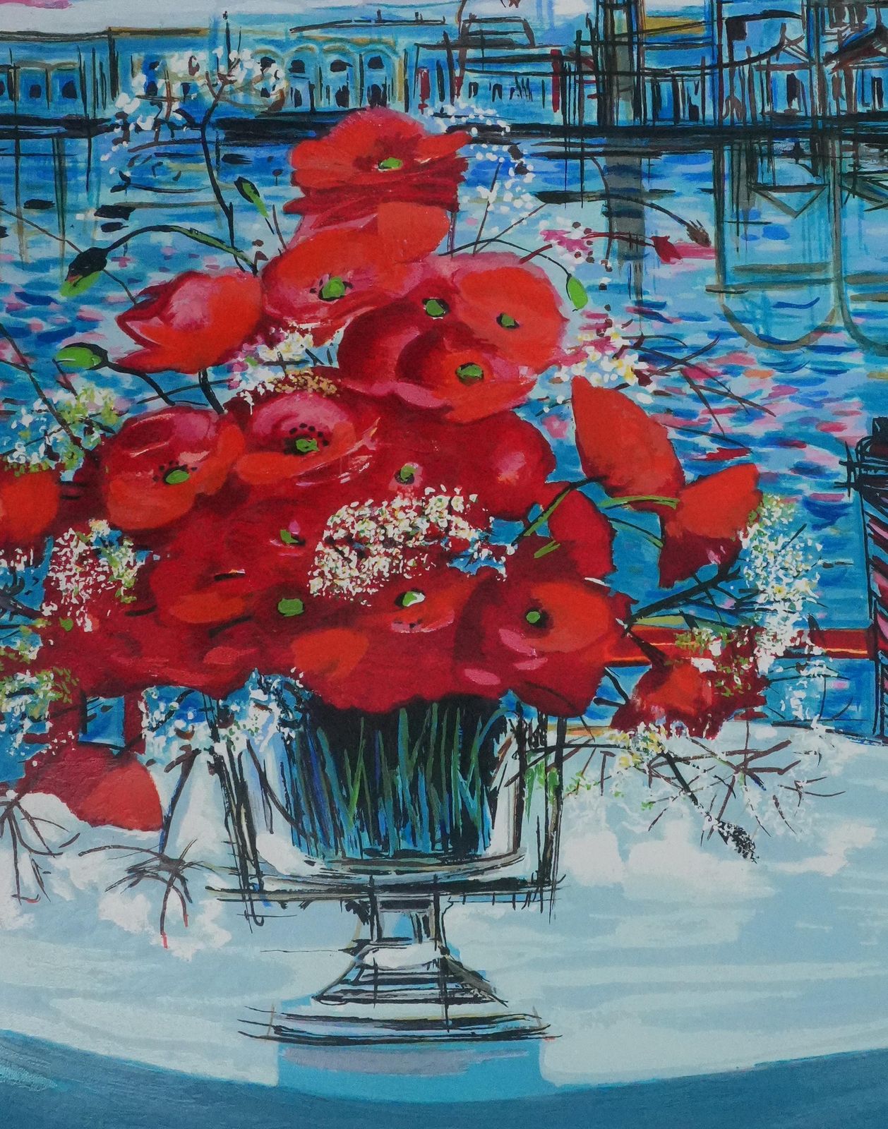 Michel Henry The Vase With Poppies   Original Handsigned Screenprint photo Art