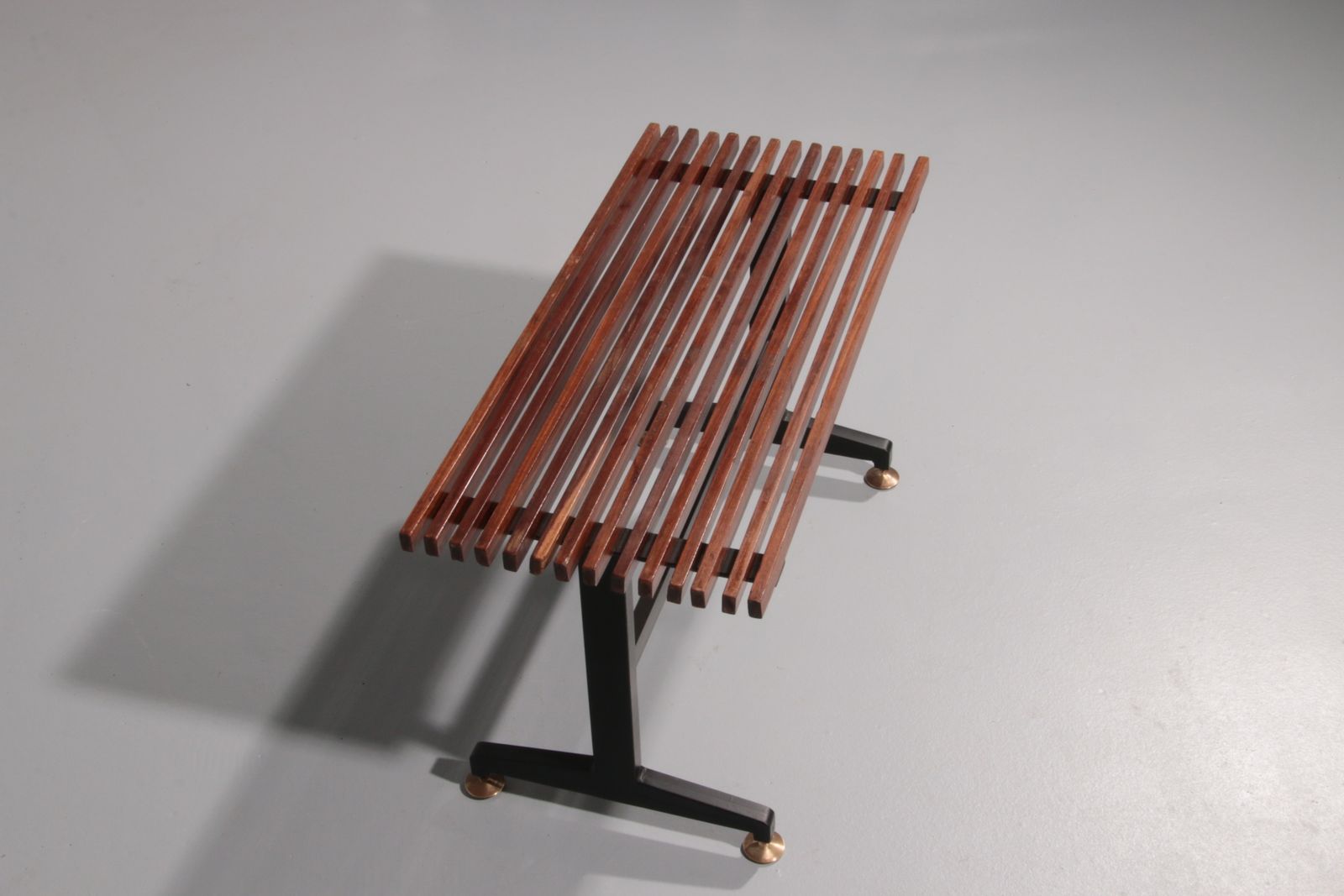 Mid Century Italian Bench 1960s With Black Metal Frame,And Solid Teak Slats photo 595.0