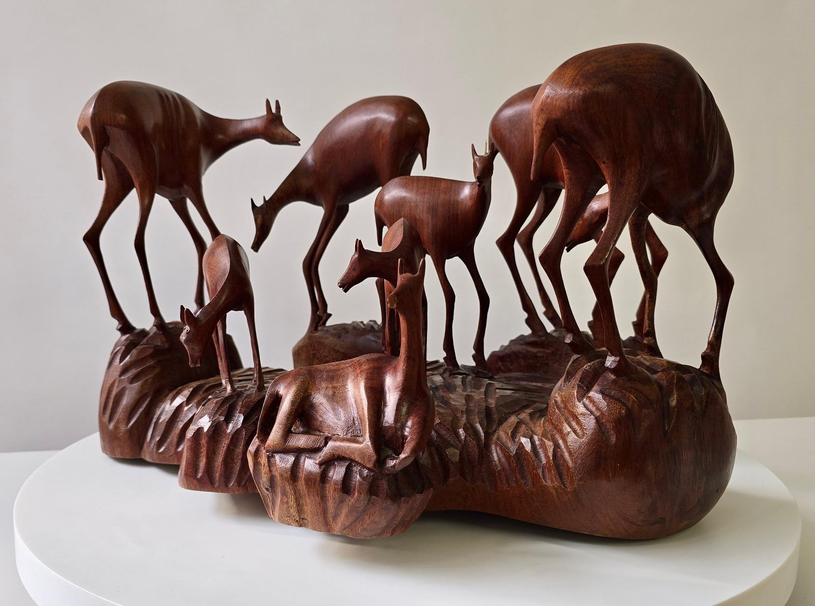 African Wooden Sculpture Of A Deer Family, Belgian Congo, 1950s photo 2479.0
