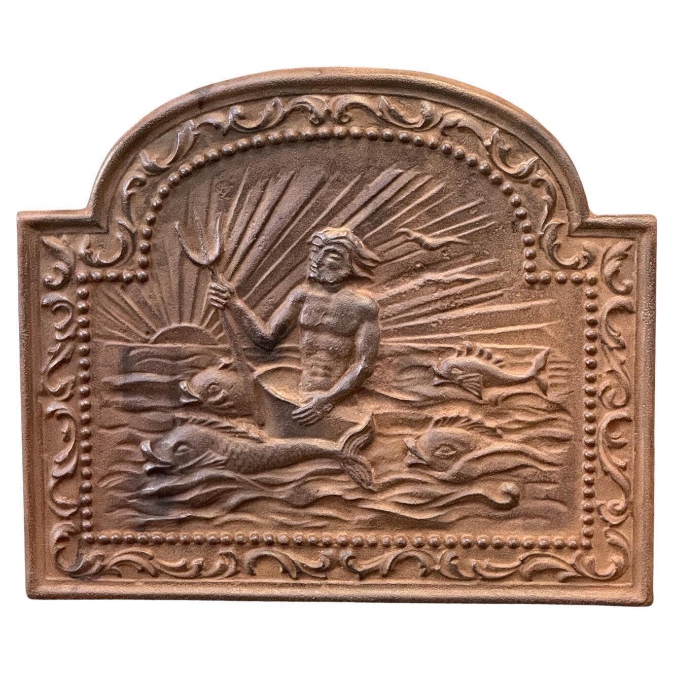 French Art Nouveau Style 'Neptune' Fireback / Backsplash, 20th Century