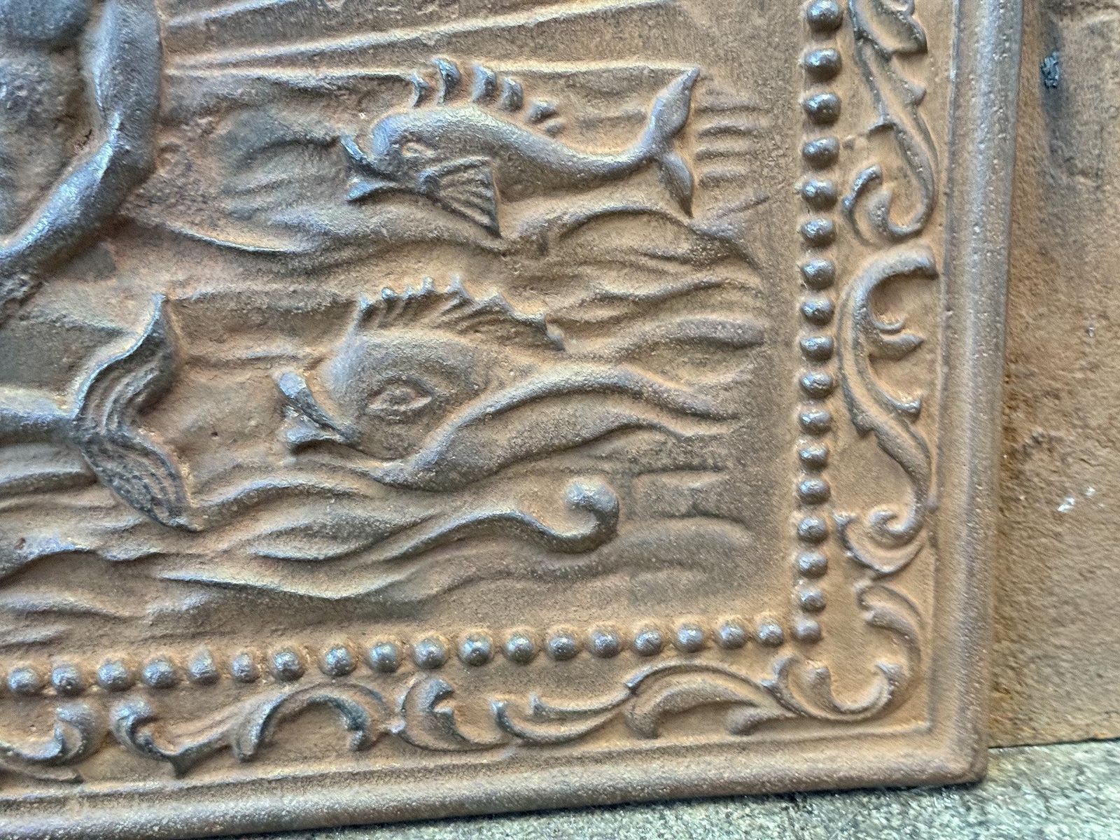Home Fixtures French Art Nouveau Style 'Neptune' Fireback / Backsplash, 20th Century photo